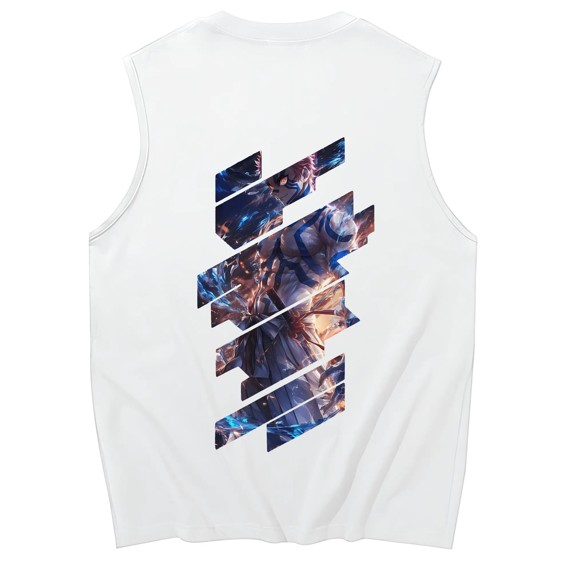 鬼滅の刃 グッズ,猗窩座 - コットン100％ タンクトップ ・ 背面プリント ・ タイトシルエット ・ 快適 通気性 ・ スポーツ カジュアル 散歩用