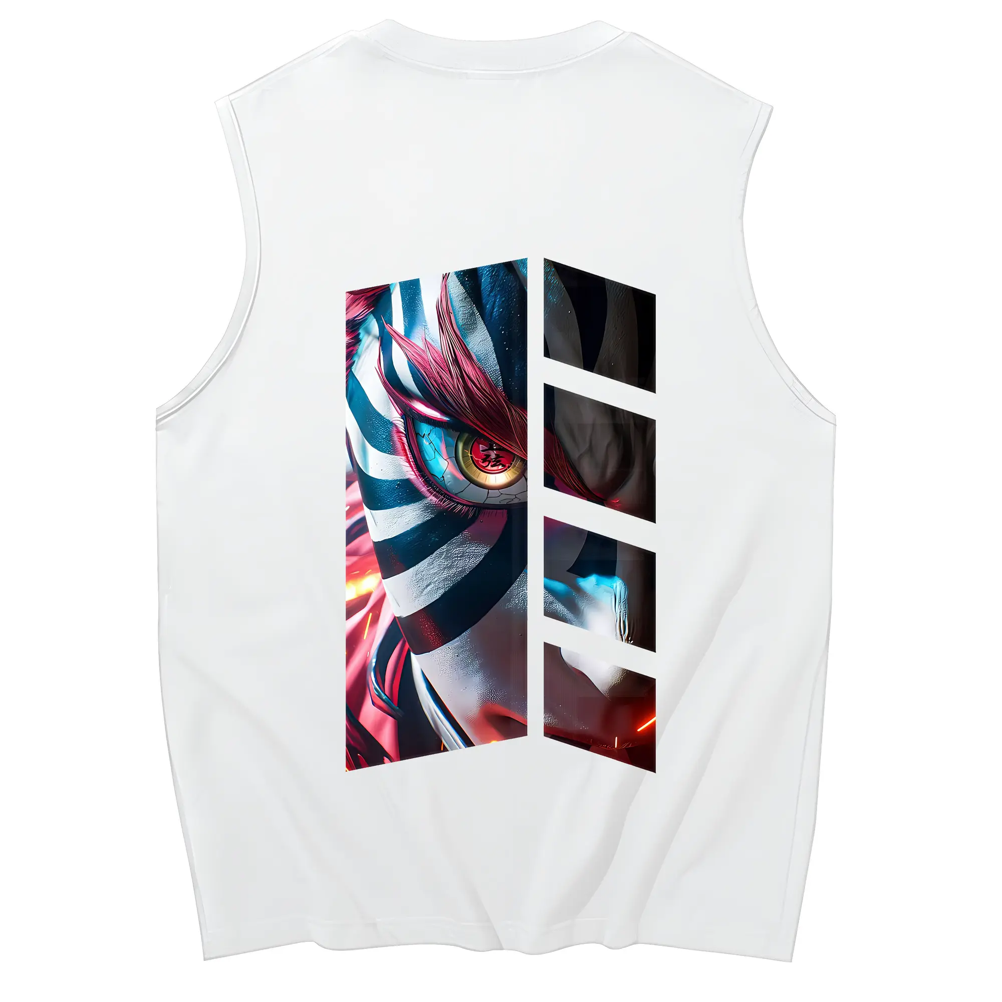 鬼滅の刃 グッズ,猗窩座 - コットン100％ タンクトップ ・ 背面プリント ・ タイトシルエット ・ 快適 通気性 ・ スポーツ カジュアル 散歩用