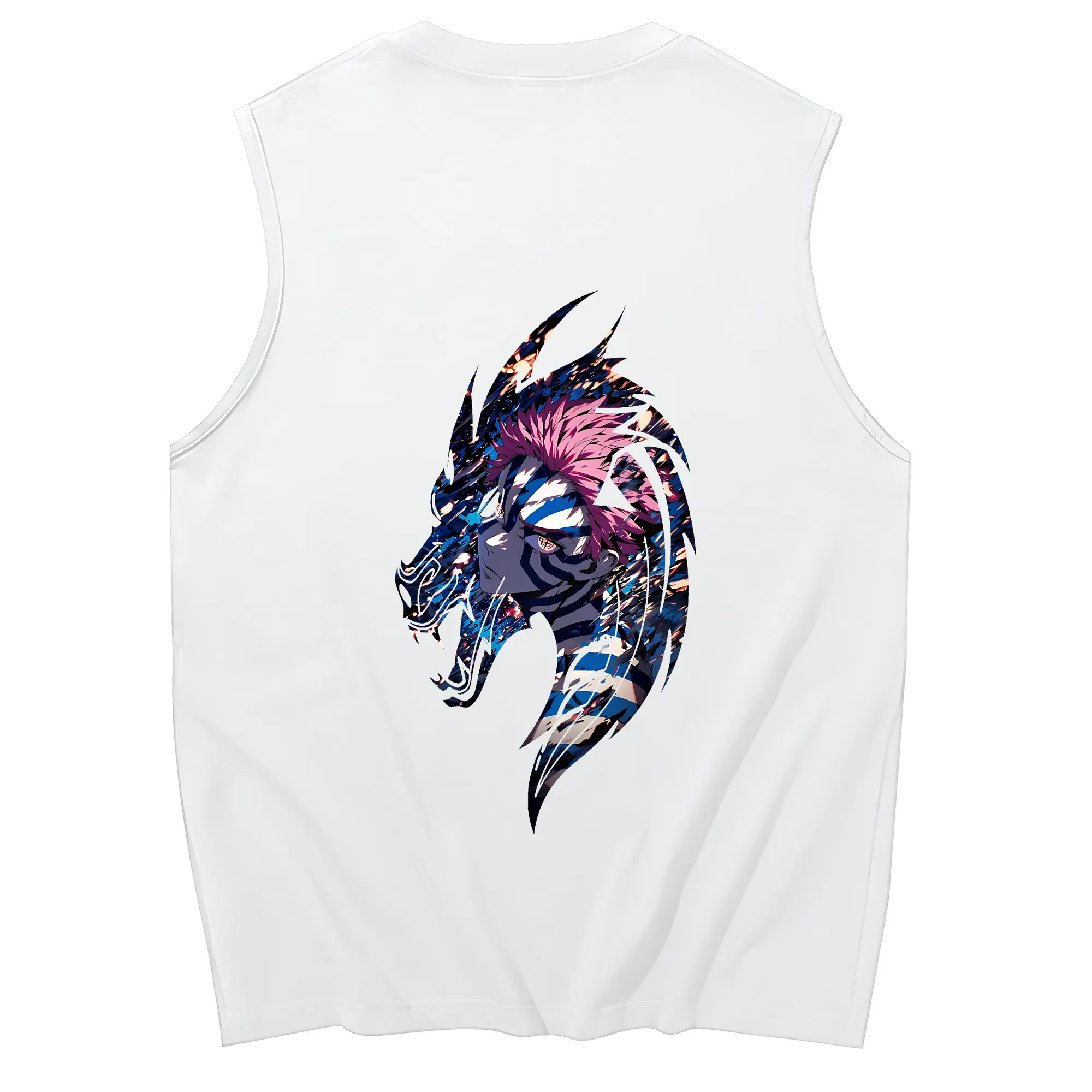 鬼滅の刃 グッズ,猗窩座 - コットン100％ タンクトップ ・ 背面プリント ・ タイトシルエット ・ 快適 通気性 ・ スポーツ カジュアル 散歩用