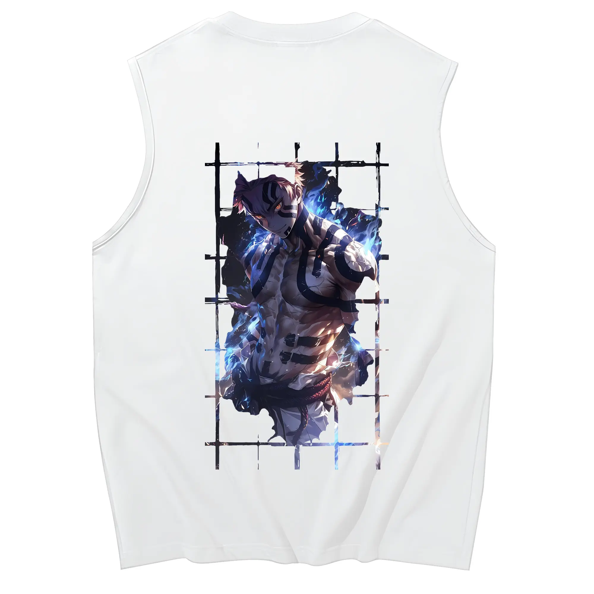 鬼滅の刃 グッズ,猗窩座 - コットン100％ タンクトップ ・ 背面プリント ・ タイトシルエット ・ 快適 通気性 ・ スポーツ カジュアル 散歩用