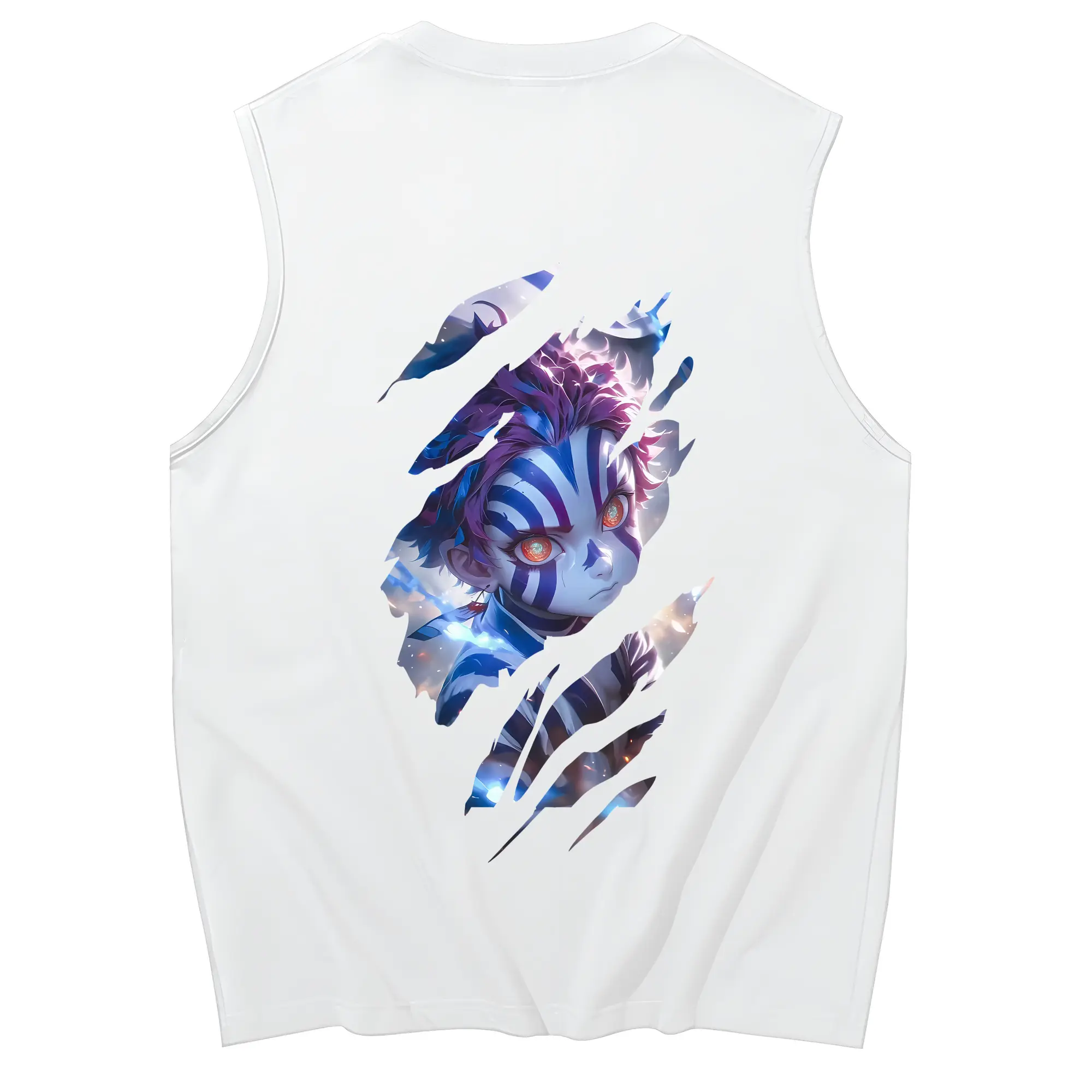 鬼滅の刃 グッズ,猗窩座 - コットン100％ タンクトップ ・ 背面プリント ・ タイトシルエット ・ 快適 通気性 ・ スポーツ カジュアル 散歩用