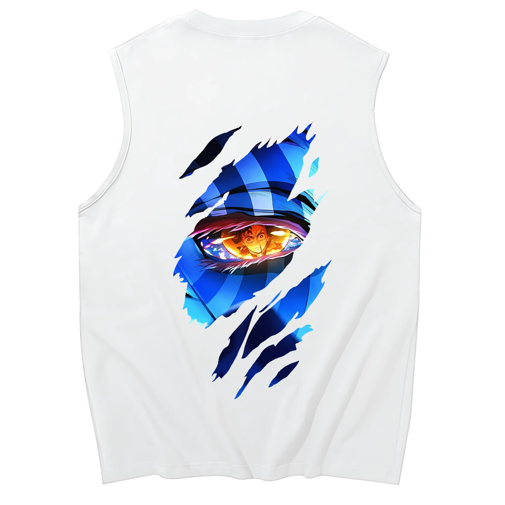 鬼滅の刃 グッズ,猗窩座 - コットン100％ タンクトップ ・ 背面プリント ・ タイトシルエット ・ 快適 通気性 ・ スポーツ カジュアル 散歩用