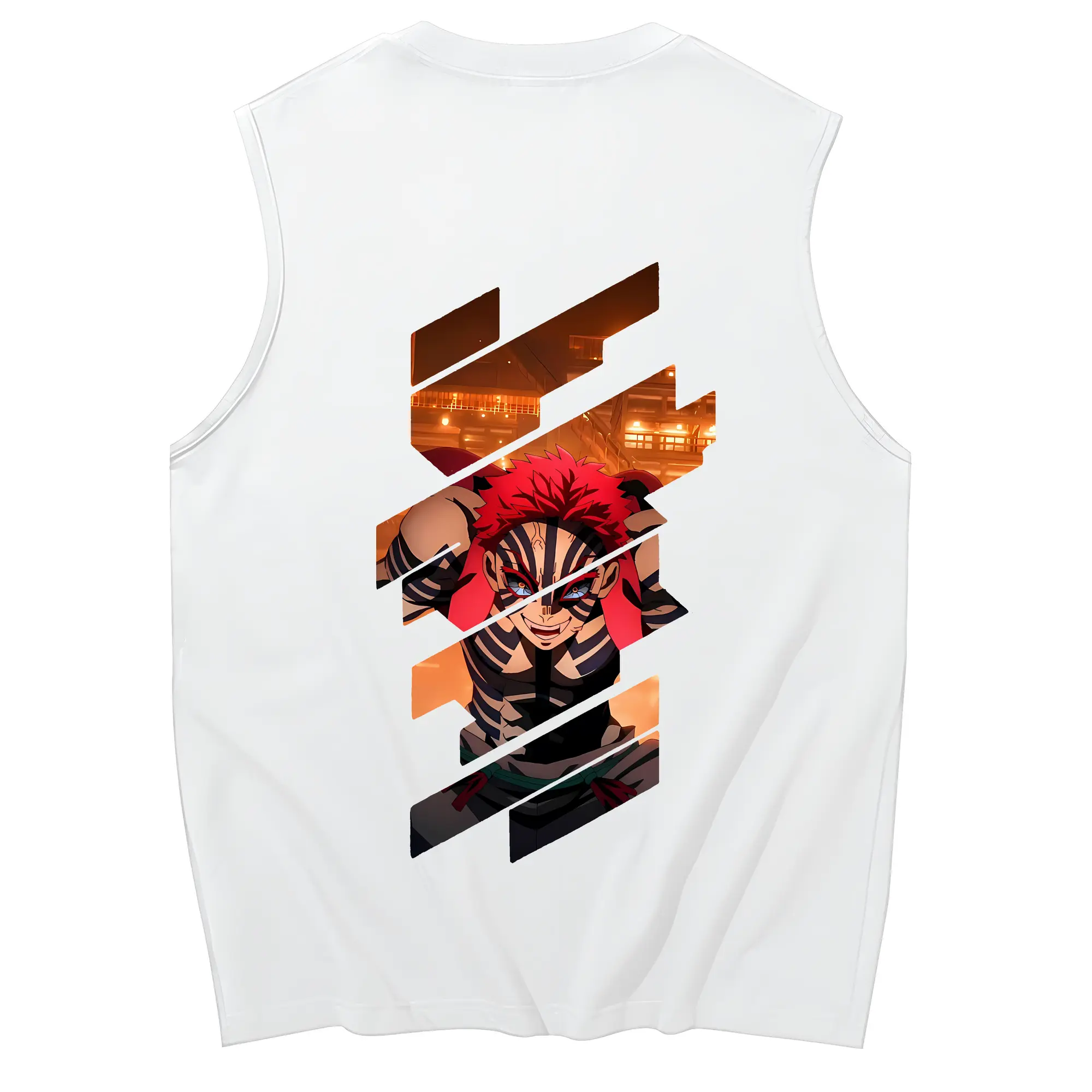 鬼滅の刃 グッズ,猗窩座 - コットン100％ タンクトップ ・ 背面プリント ・ タイトシルエット ・ 快適 通気性 ・ スポーツ カジュアル 散歩用