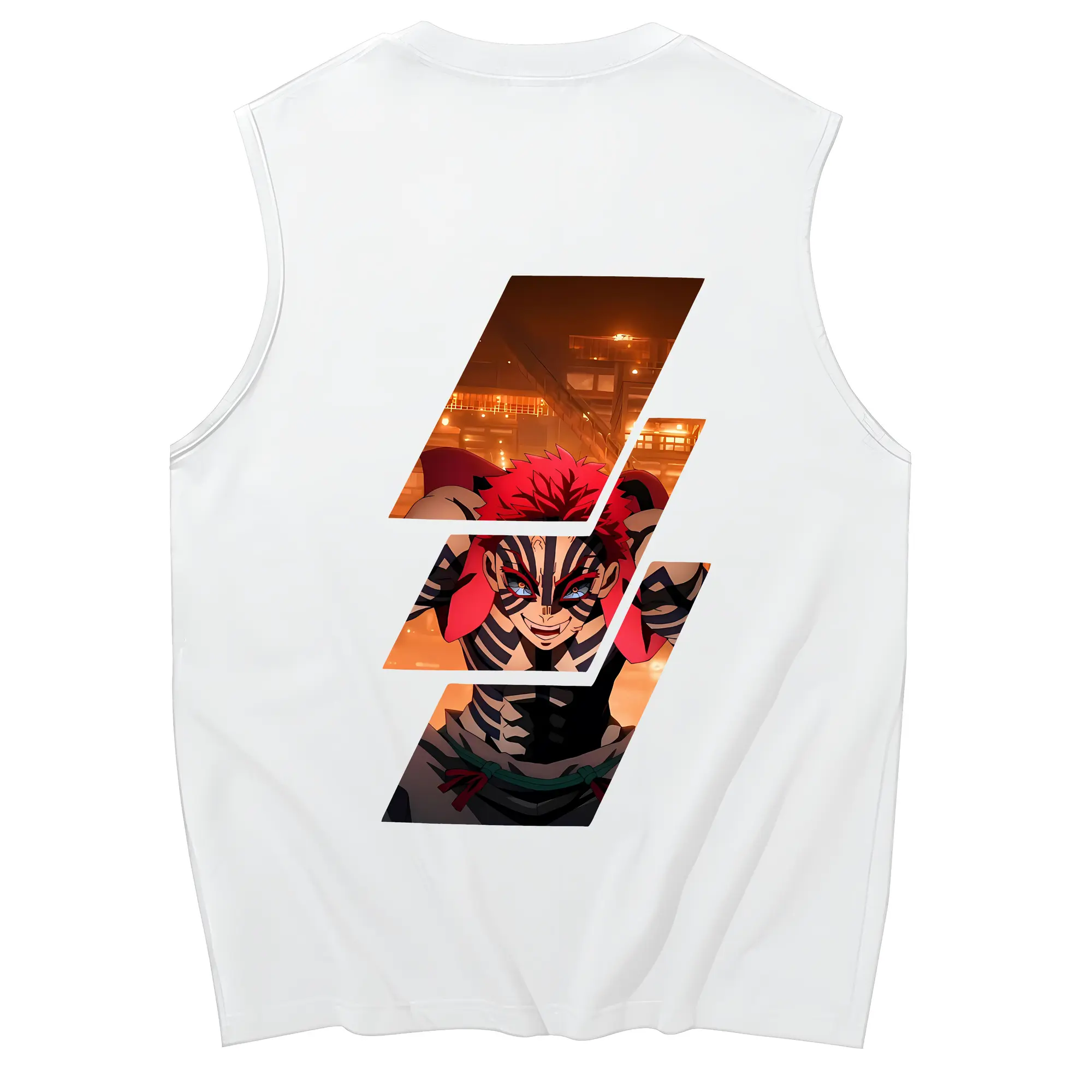 鬼滅の刃 グッズ,猗窩座 - コットン100％ タンクトップ ・ 背面プリント ・ タイトシルエット ・ 快適 通気性 ・ スポーツ カジュアル 散歩用