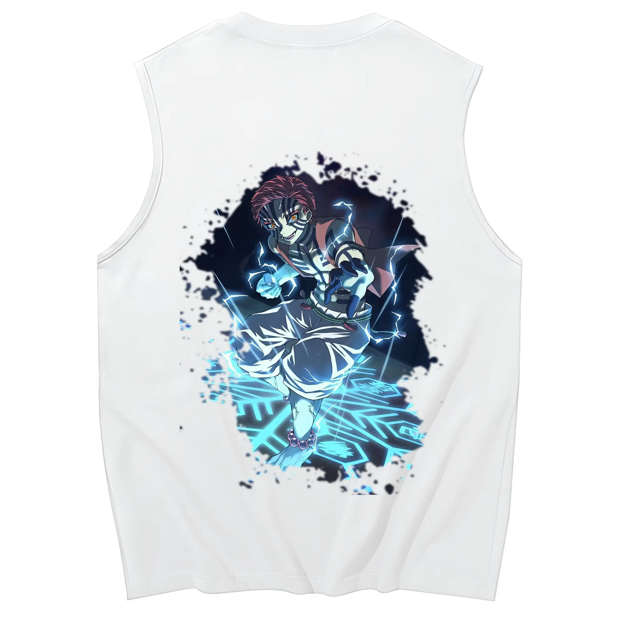 鬼滅の刃 グッズ,猗窩座 - コットン100％ タンクトップ ・ 背面プリント ・ タイトシルエット ・ 快適 通気性 ・ スポーツ カジュアル 散歩用