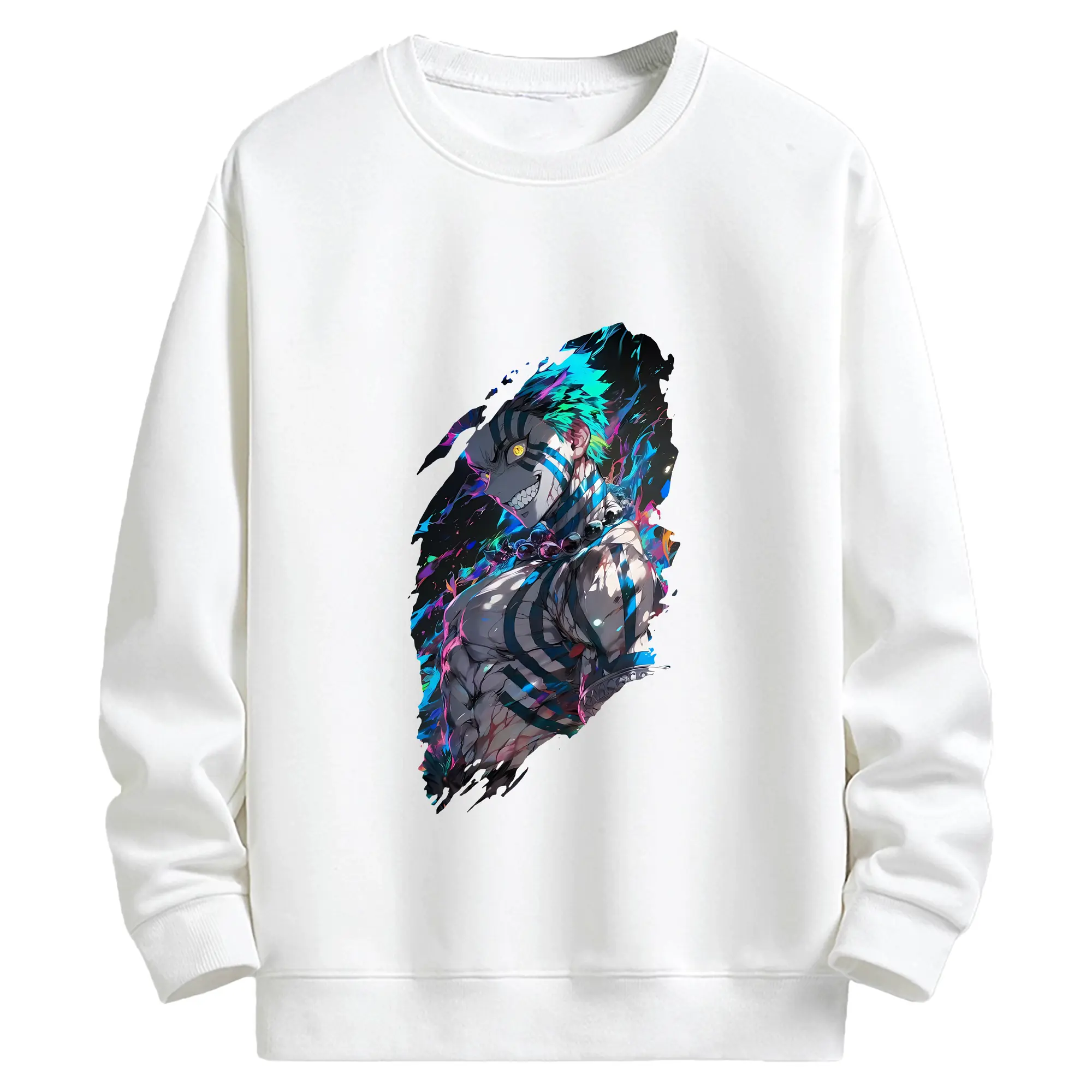 鬼滅の刃 グッズ,猗窩座 - 高品質 クルーネック スウェット ・ コットン59％ ポリエステル41％ ・ ユニセックス 長袖 トレーナー ・ カジュアル デイリー スポーツ 散歩用