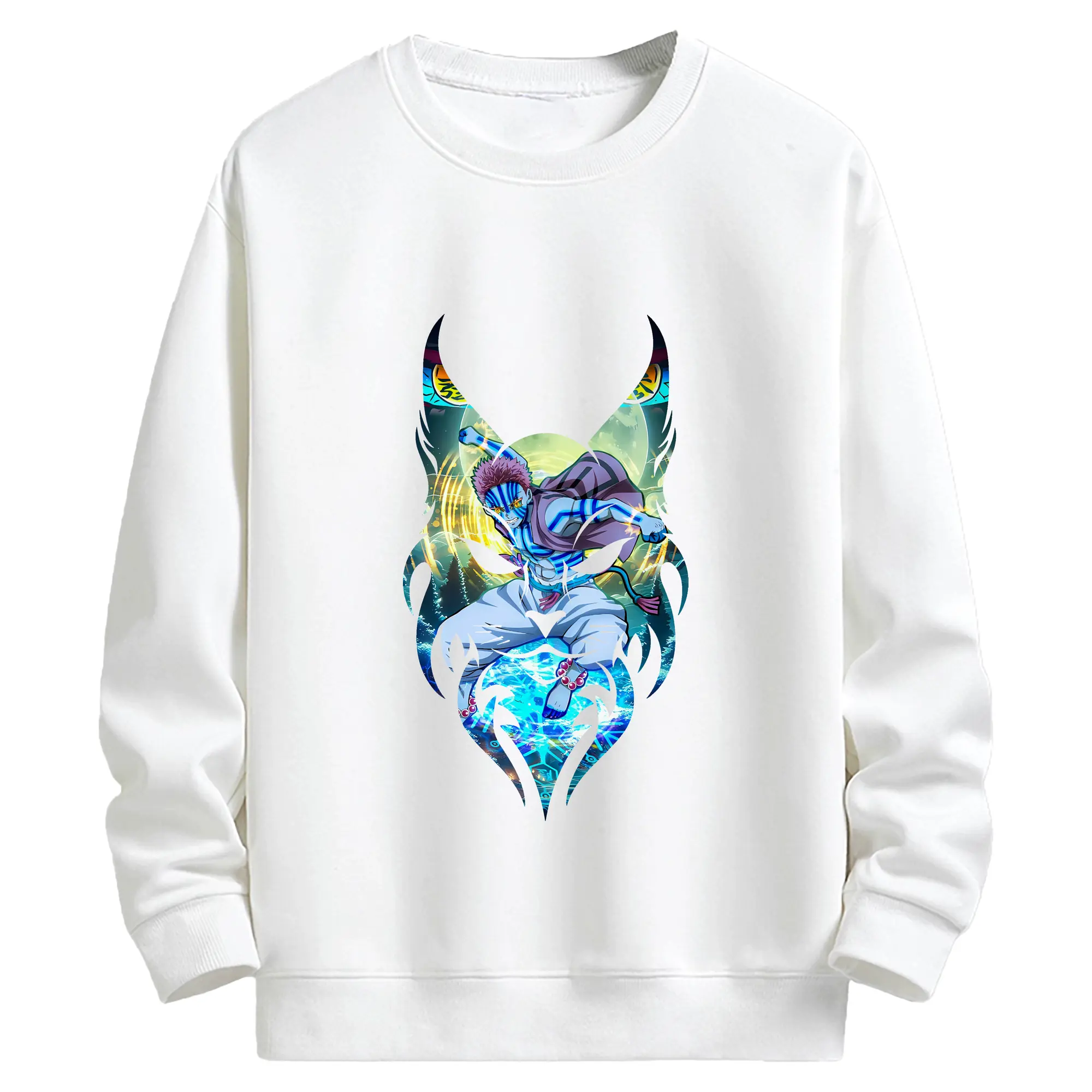 鬼滅の刃 グッズ,猗窩座 - 高品質 クルーネック スウェット ・ コットン59％ ポリエステル41％ ・ ユニセックス 長袖 トレーナー ・ カジュアル デイリー スポーツ 散歩用