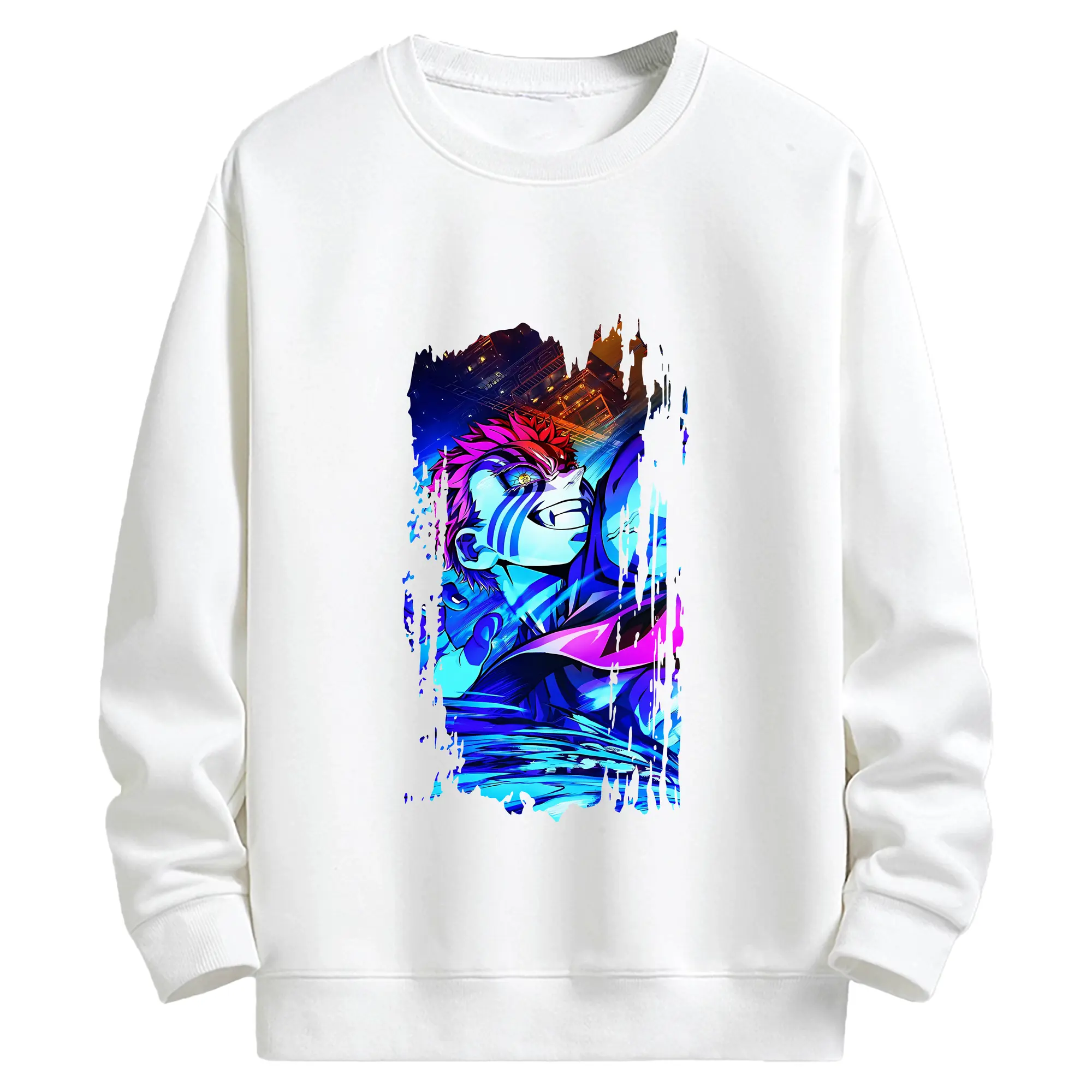 鬼滅の刃 グッズ,猗窩座 - 高品質 クルーネック スウェット ・ コットン59％ ポリエステル41％ ・ ユニセックス 長袖 トレーナー ・ カジュアル デイリー スポーツ 散歩用