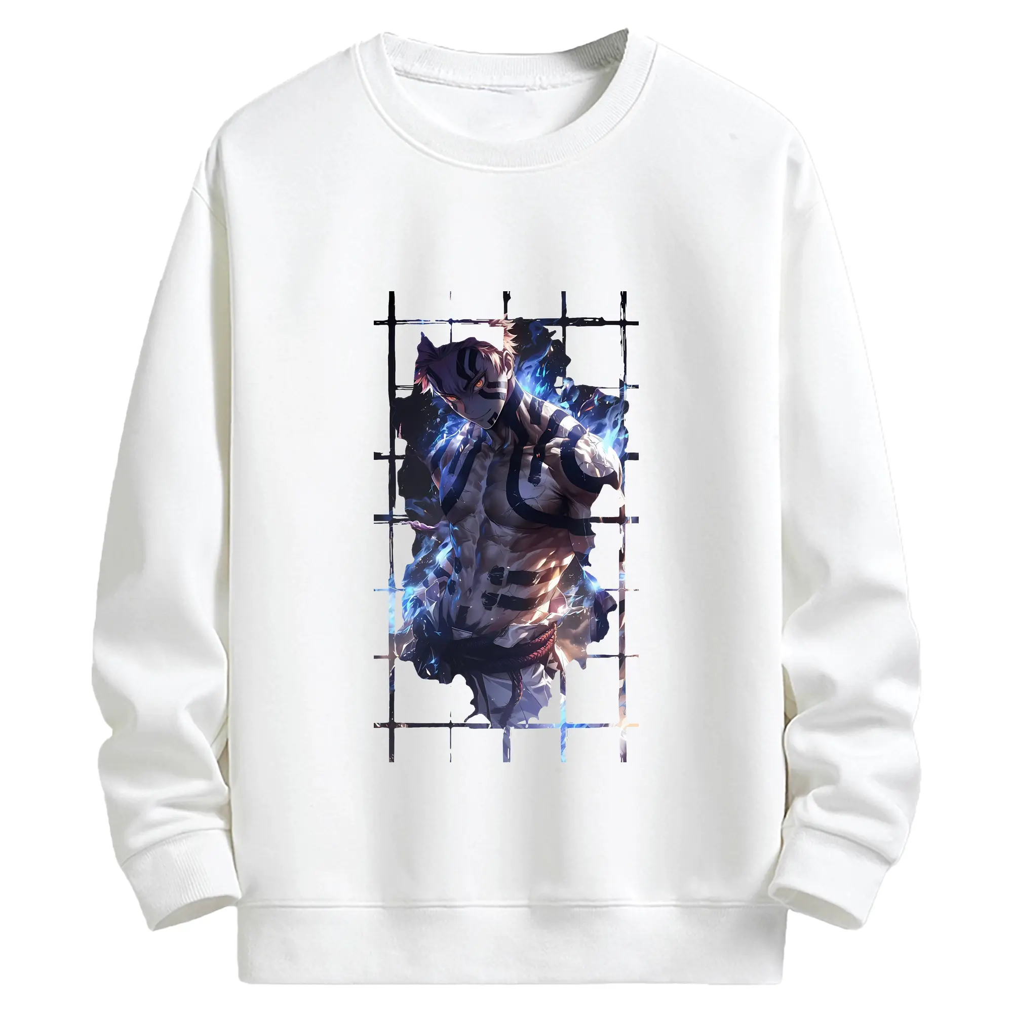 鬼滅の刃 グッズ,猗窩座 - 高品質 クルーネック スウェット ・ コットン59％ ポリエステル41％ ・ ユニセックス 長袖 トレーナー ・ カジュアル デイリー スポーツ 散歩用