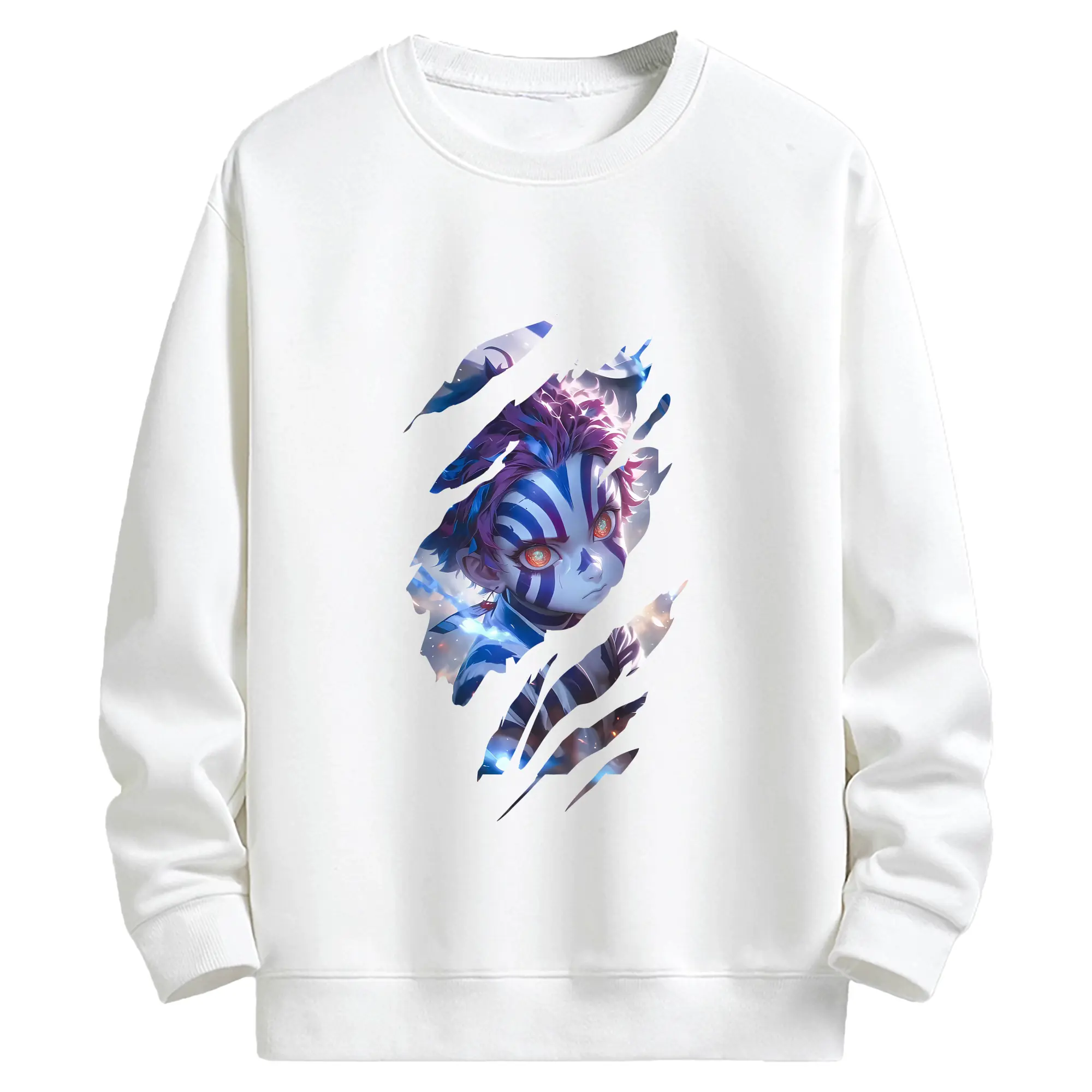 鬼滅の刃 グッズ,猗窩座 - 高品質 クルーネック スウェット ・ コットン59％ ポリエステル41％ ・ ユニセックス 長袖 トレーナー ・ カジュアル デイリー スポーツ 散歩用