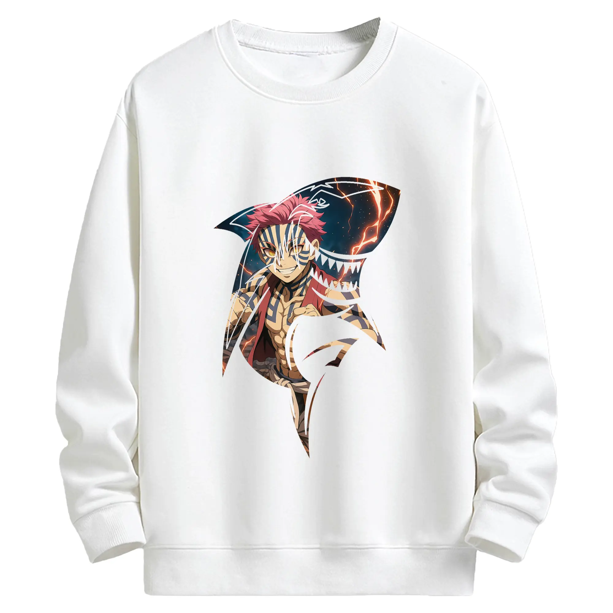 鬼滅の刃 グッズ,猗窩座 - 高品質 クルーネック スウェット ・ コットン59％ ポリエステル41％ ・ ユニセックス 長袖 トレーナー ・ カジュアル デイリー スポーツ 散歩用