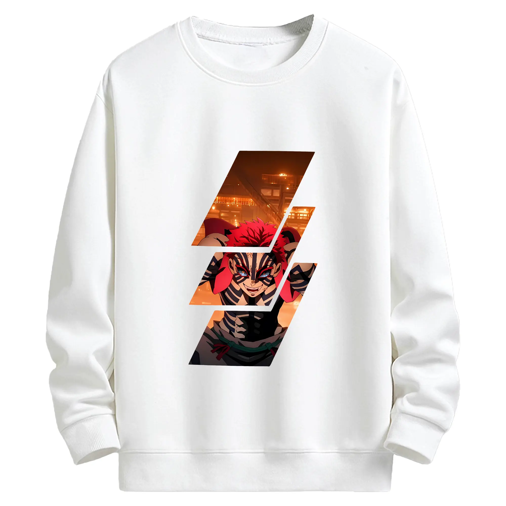 鬼滅の刃 グッズ,猗窩座 - 高品質 クルーネック スウェット ・ コットン59％ ポリエステル41％ ・ ユニセックス 長袖 トレーナー ・ カジュアル デイリー スポーツ 散歩用