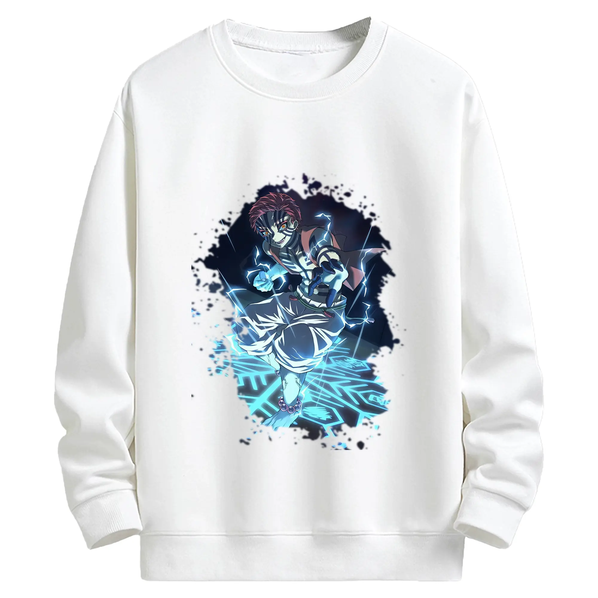 鬼滅の刃 グッズ,猗窩座 - 高品質 クルーネック スウェット ・ コットン59％ ポリエステル41％ ・ ユニセックス 長袖 トレーナー ・ カジュアル デイリー スポーツ 散歩用