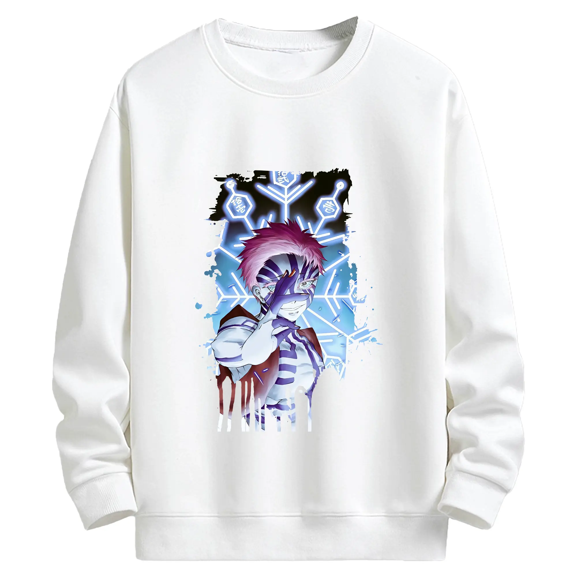 鬼滅の刃 グッズ,猗窩座 - 高品質 クルーネック スウェット ・ コットン59％ ポリエステル41％ ・ ユニセックス 長袖 トレーナー ・ カジュアル デイリー スポーツ 散歩用