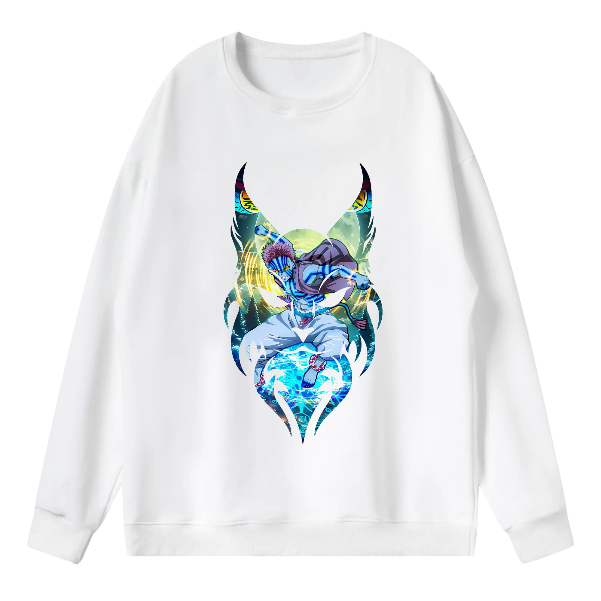 鬼滅の刃 グッズ,猗窩座 - 薄手 クルーネック スウェット 裏毛260g · ポリエステル 春秋向け カジュアル 男女兼用 · トレーナー デイリー スポーツ 散歩に最適