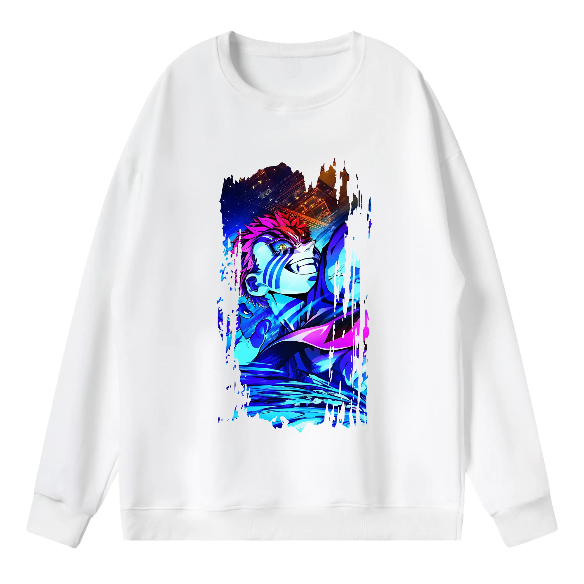 鬼滅の刃 グッズ,猗窩座 - 薄手 クルーネック スウェット 裏毛260g · ポリエステル 春秋向け カジュアル 男女兼用 · トレーナー デイリー スポーツ 散歩に最適