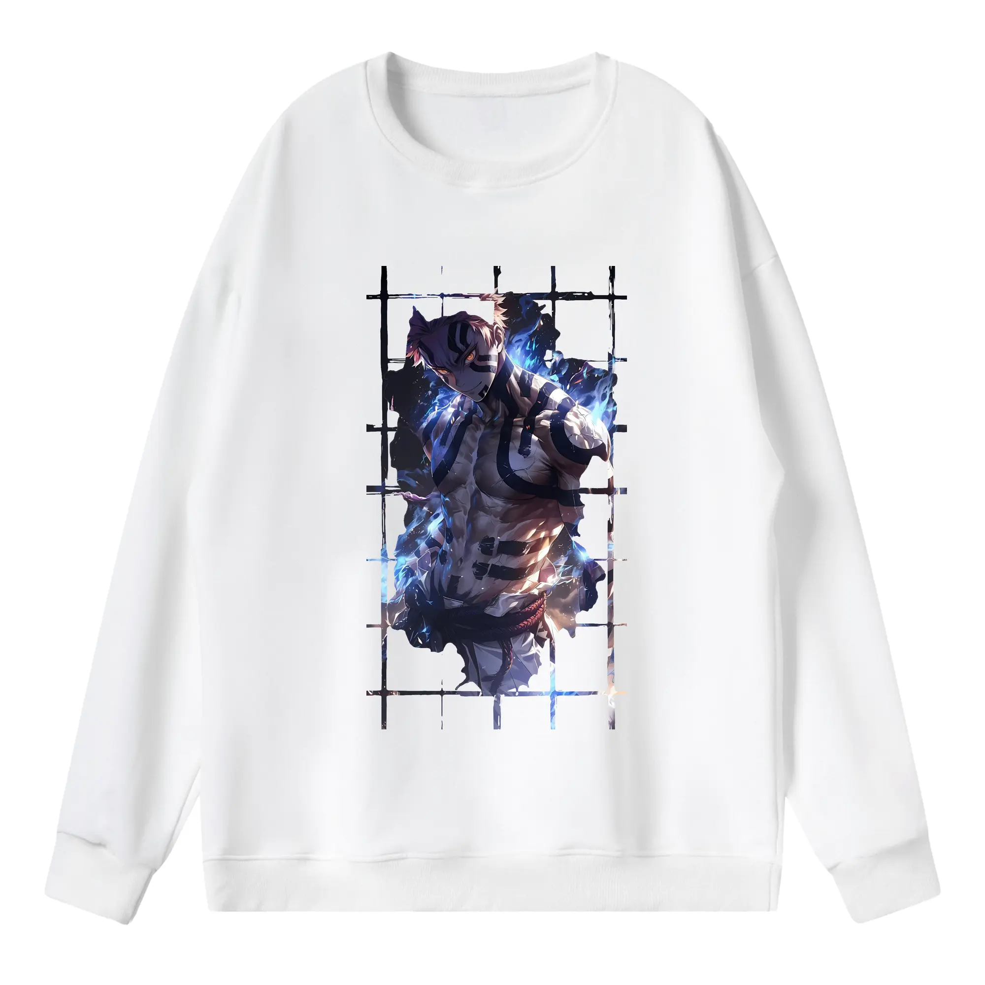 鬼滅の刃 グッズ,猗窩座 - 薄手 クルーネック スウェット 裏毛260g · ポリエステル 春秋向け カジュアル 男女兼用 · トレーナー デイリー スポーツ 散歩に最適