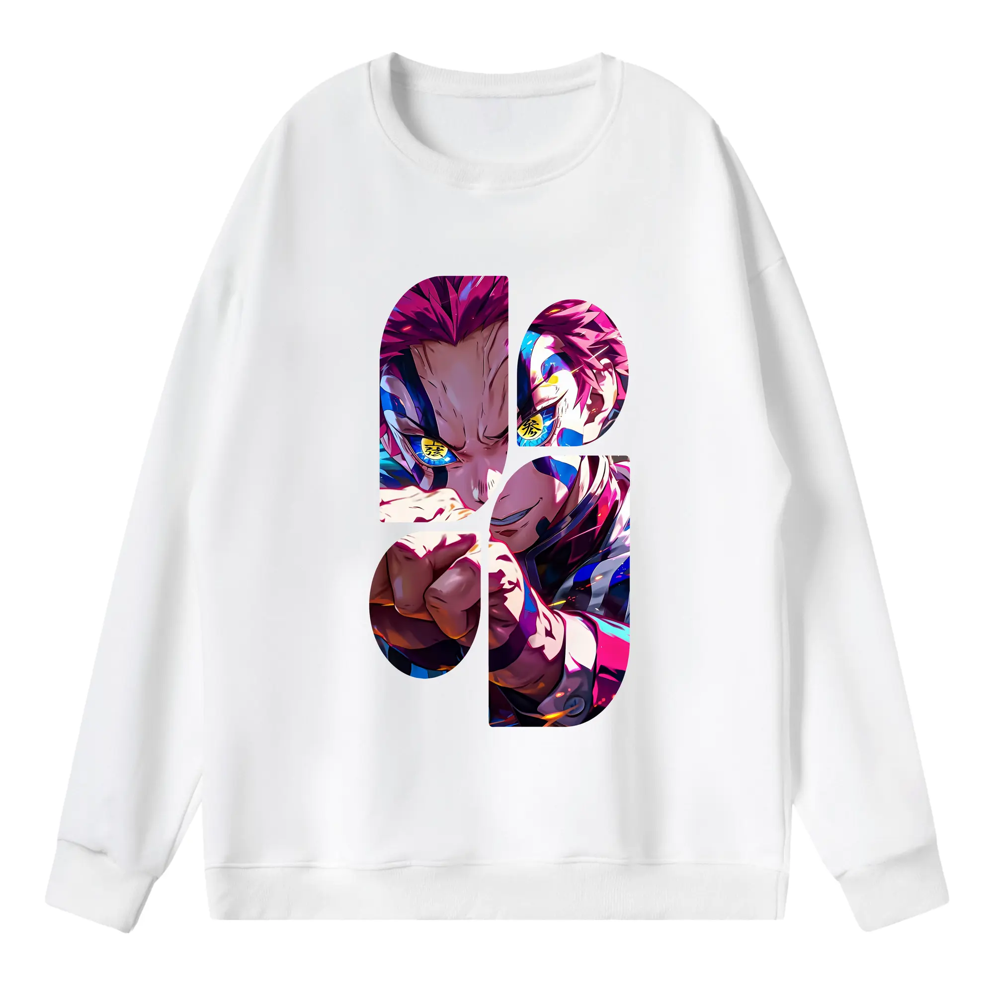 鬼滅の刃 グッズ,猗窩座 - 薄手 クルーネック スウェット 裏毛260g · ポリエステル 春秋向け カジュアル 男女兼用 · トレーナー デイリー スポーツ 散歩に最適