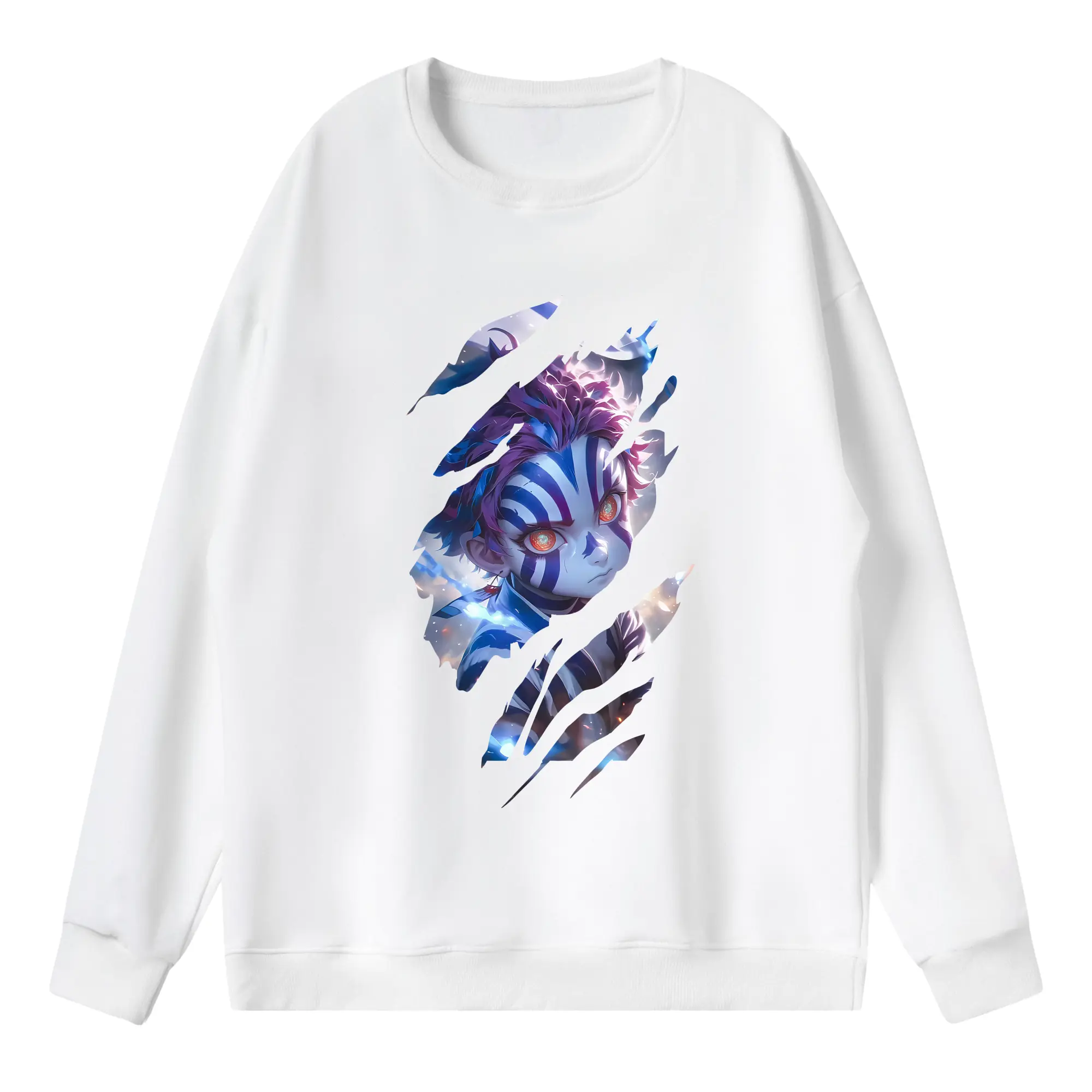 鬼滅の刃 グッズ,猗窩座 - 薄手 クルーネック スウェット 裏毛260g · ポリエステル 春秋向け カジュアル 男女兼用 · トレーナー デイリー スポーツ 散歩に最適