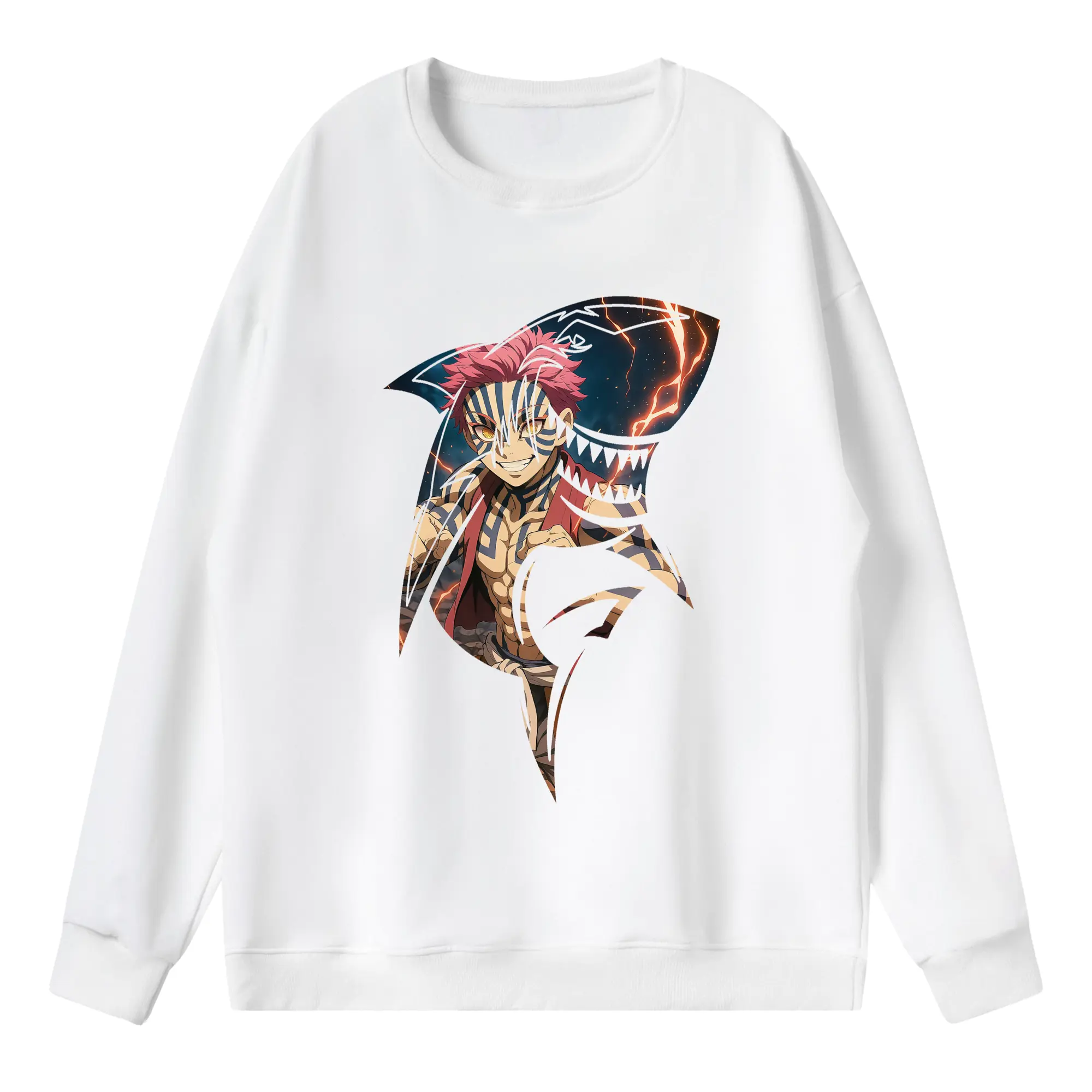 鬼滅の刃 グッズ,猗窩座 - 薄手 クルーネック スウェット 裏毛260g · ポリエステル 春秋向け カジュアル 男女兼用 · トレーナー デイリー スポーツ 散歩に最適