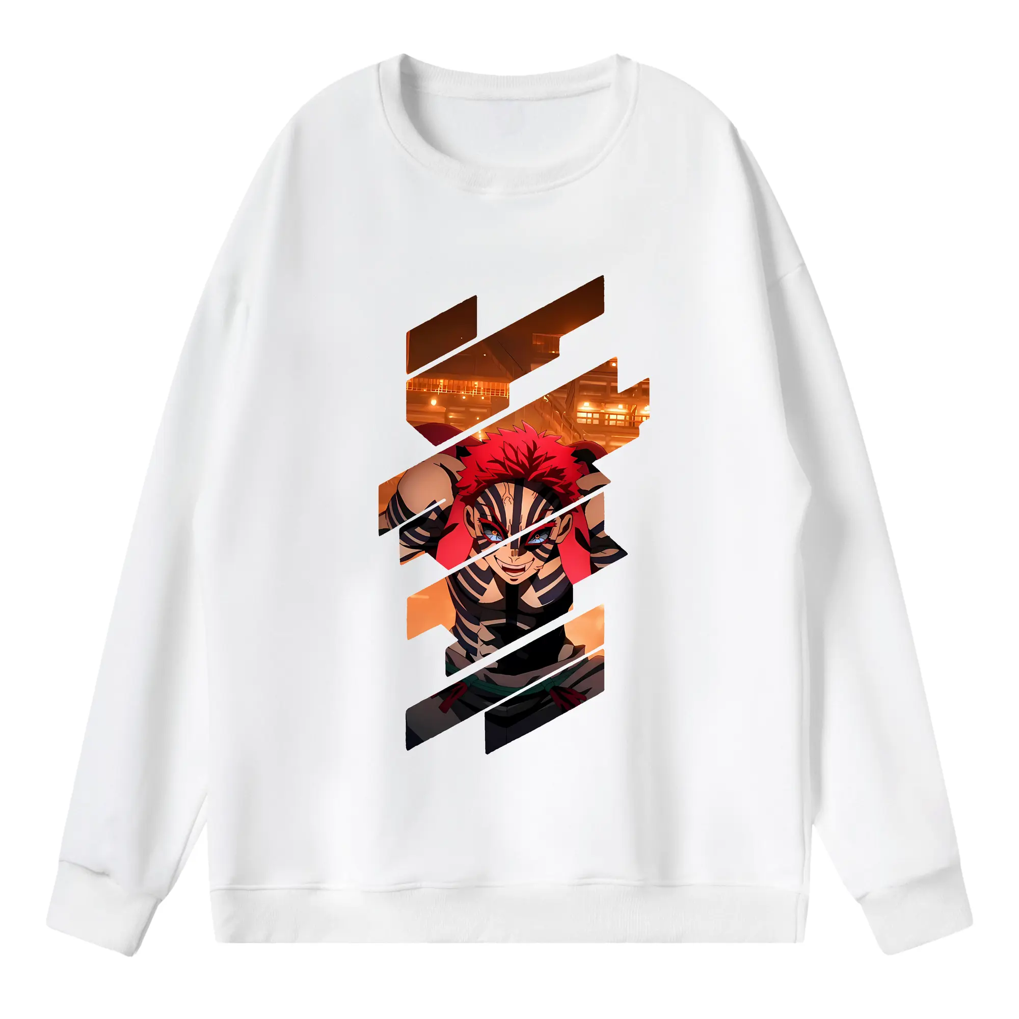 鬼滅の刃 グッズ,猗窩座 - 薄手 クルーネック スウェット 裏毛260g · ポリエステル 春秋向け カジュアル 男女兼用 · トレーナー デイリー スポーツ 散歩に最適