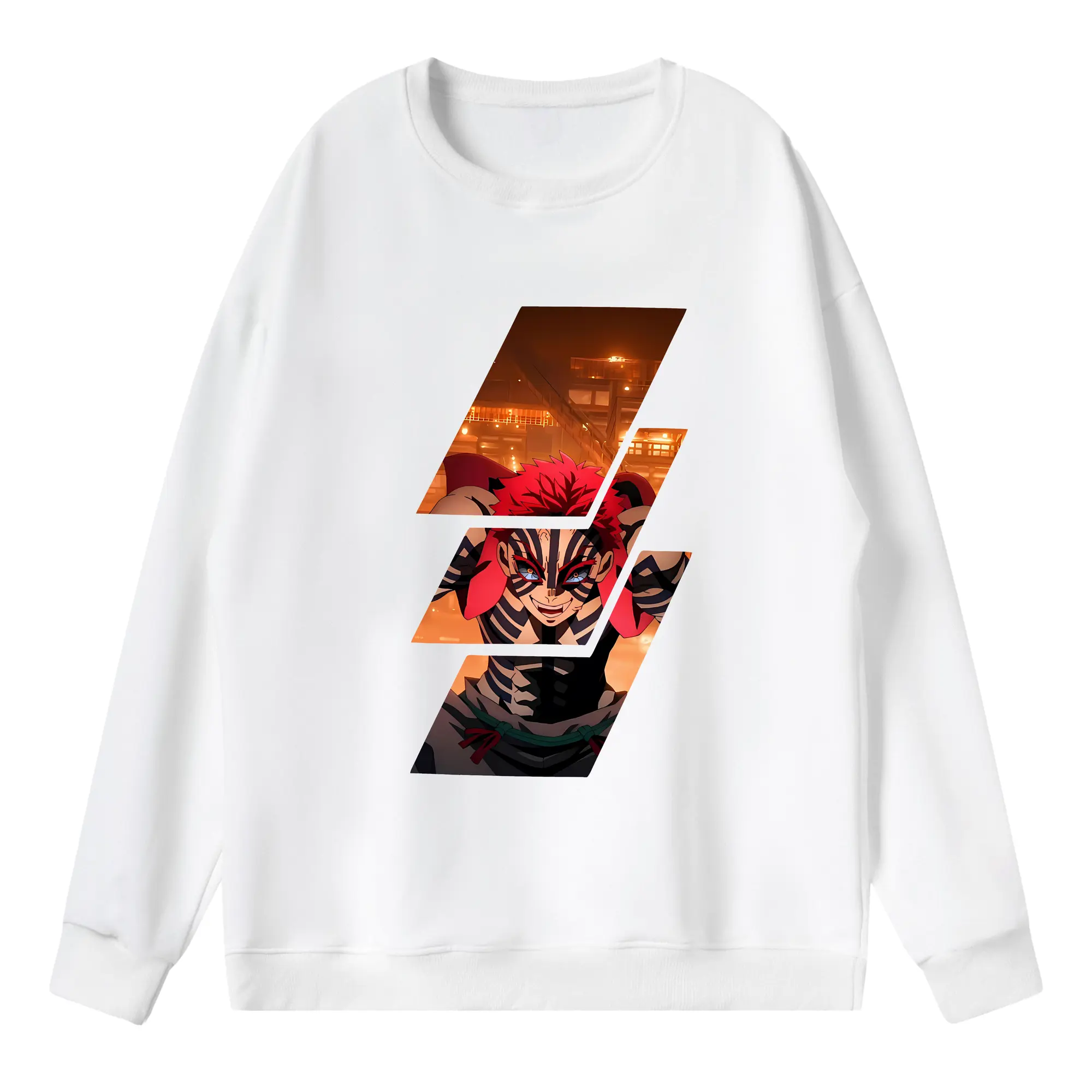 鬼滅の刃 グッズ,猗窩座 - 薄手 クルーネック スウェット 裏毛260g · ポリエステル 春秋向け カジュアル 男女兼用 · トレーナー デイリー スポーツ 散歩に最適