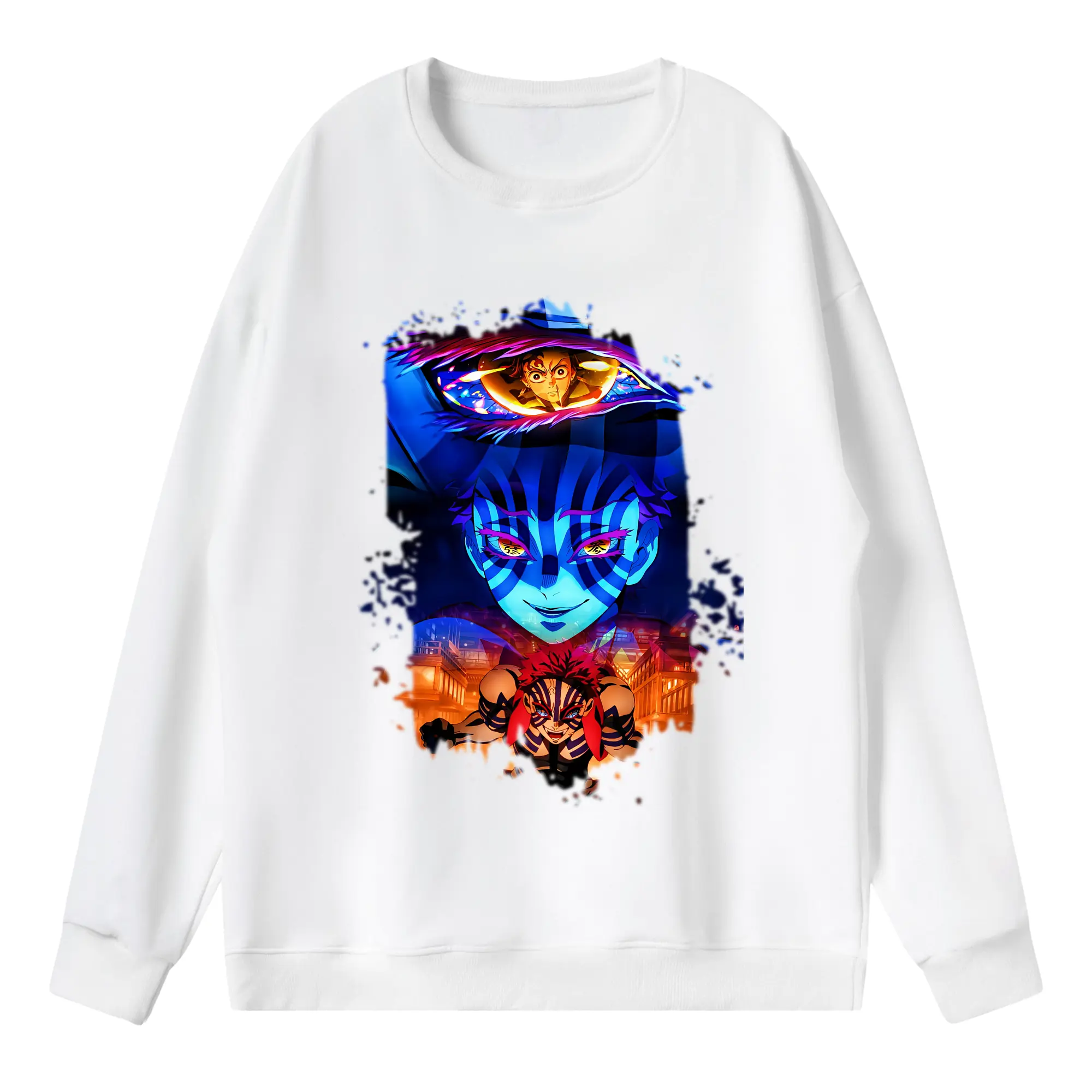 鬼滅の刃 グッズ,猗窩座 - 薄手 クルーネック スウェット 裏毛260g · ポリエステル 春秋向け カジュアル 男女兼用 · トレーナー デイリー スポーツ 散歩に最適