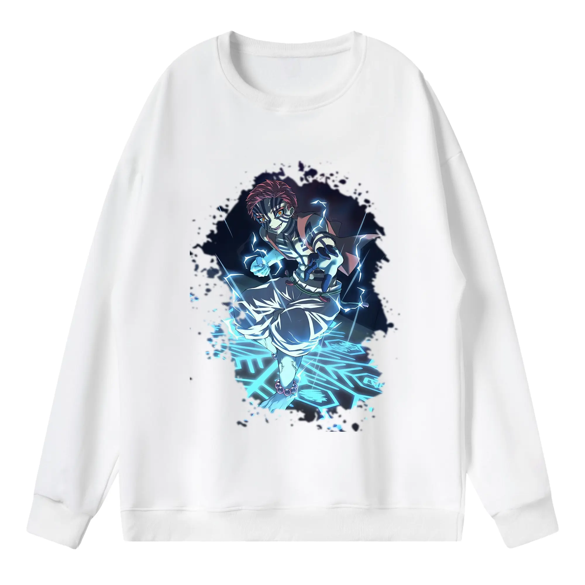 鬼滅の刃 グッズ,猗窩座 - 薄手 クルーネック スウェット 裏毛260g · ポリエステル 春秋向け カジュアル 男女兼用 · トレーナー デイリー スポーツ 散歩に最適