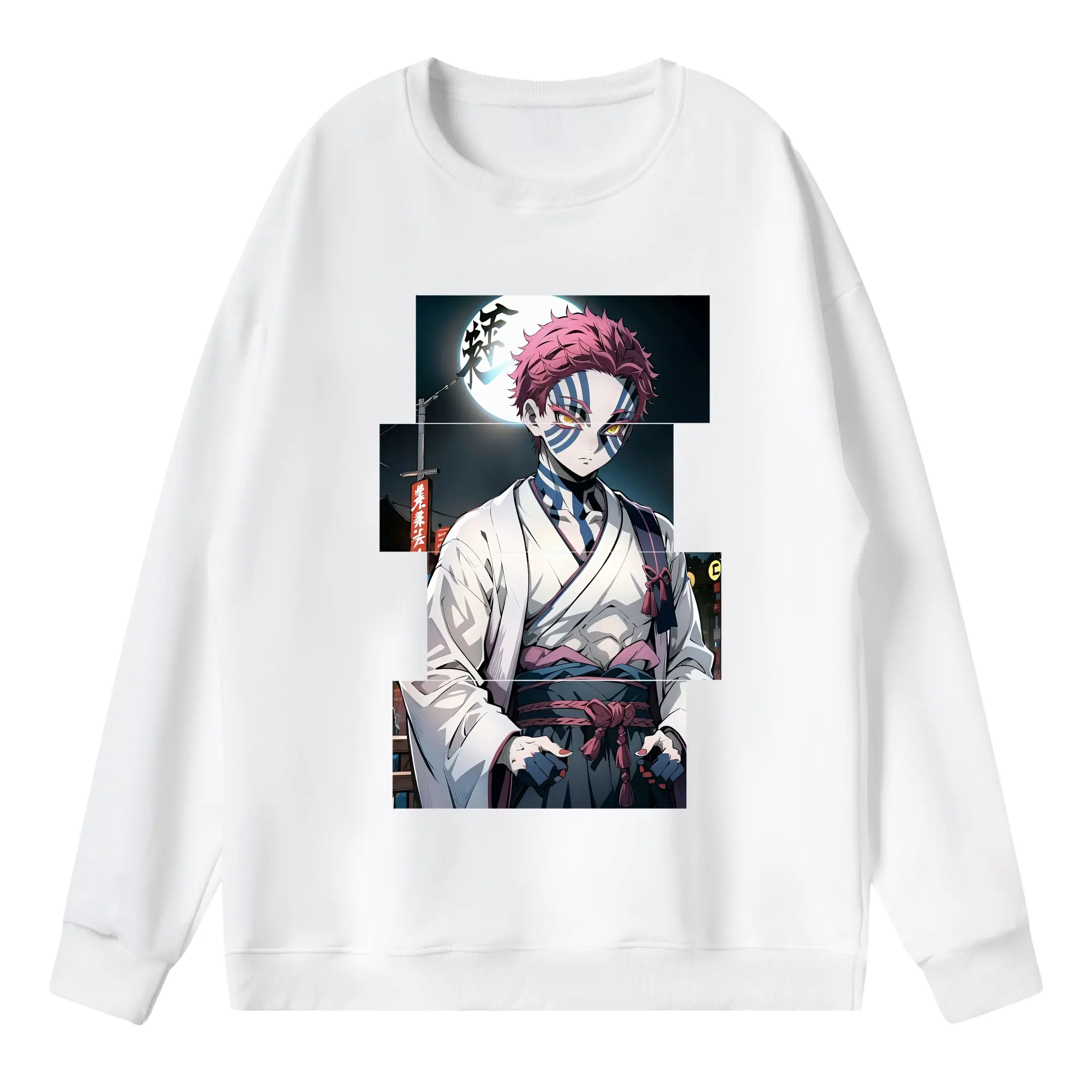 鬼滅の刃 グッズ,猗窩座 - 薄手 クルーネック スウェット 裏毛260g · ポリエステル 春秋向け カジュアル 男女兼用 · トレーナー デイリー スポーツ 散歩に最適