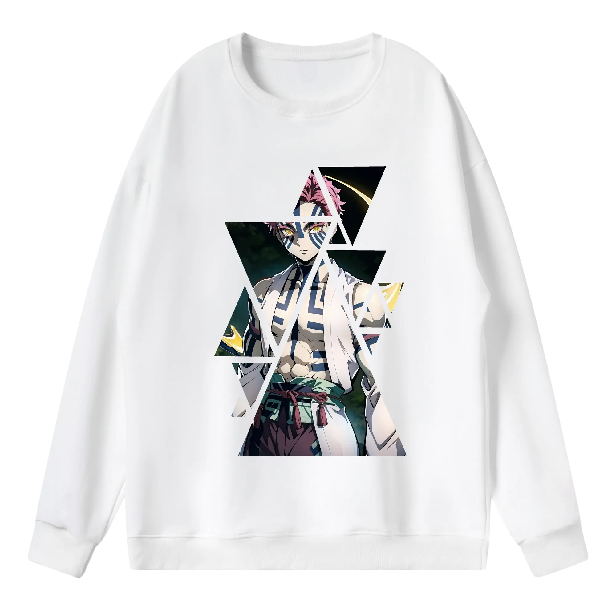 鬼滅の刃 グッズ,猗窩座 - 薄手 クルーネック スウェット 裏毛260g · ポリエステル 春秋向け カジュアル 男女兼用 · トレーナー デイリー スポーツ 散歩に最適