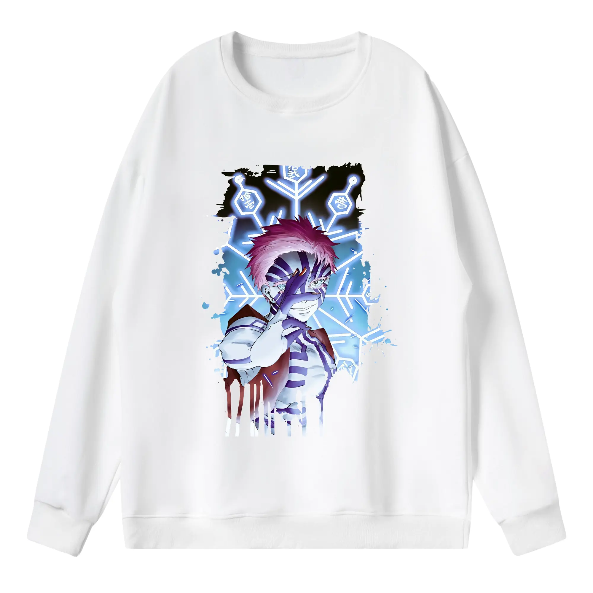 鬼滅の刃 グッズ,猗窩座 - 薄手 クルーネック スウェット 裏毛260g · ポリエステル 春秋向け カジュアル 男女兼用 · トレーナー デイリー スポーツ 散歩に最適