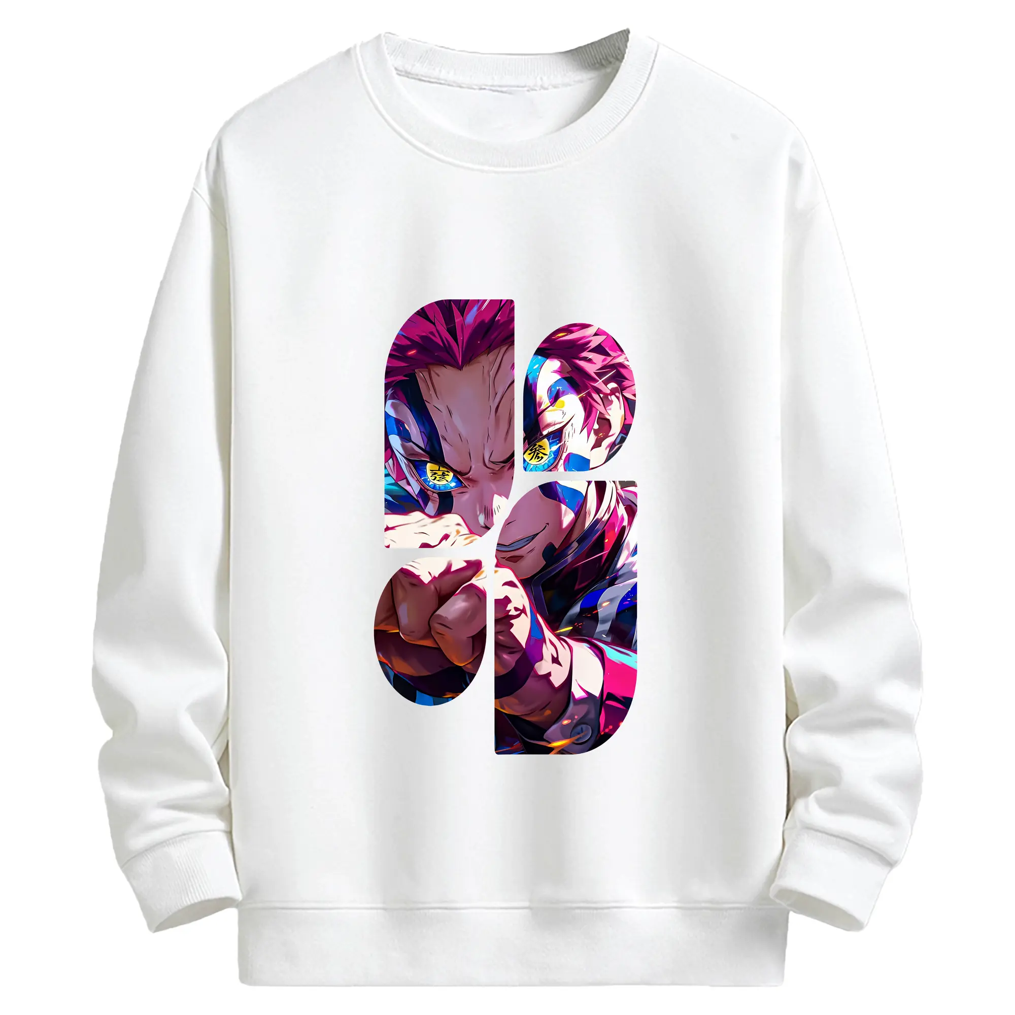 鬼滅の刃 グッズ,猗窩座 - キッズ クルーネックスウェットシャツ ・ フロントプリント ・ 綿80％ ポリエステル20％ ・ 快適 通学 スポーツ 日常使い お散歩用