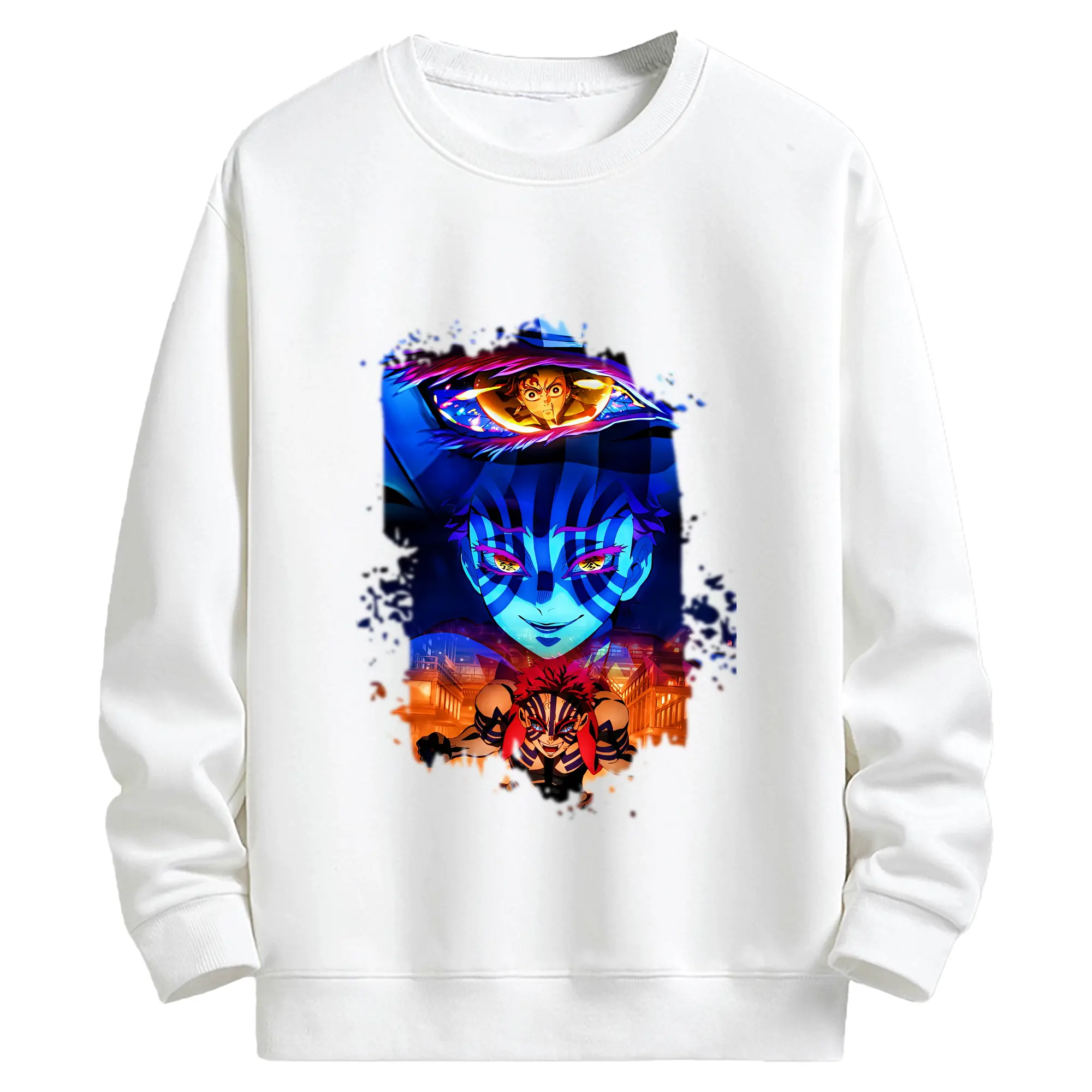 鬼滅の刃 グッズ,猗窩座 - キッズ クルーネックスウェットシャツ ・ フロントプリント ・ 綿80％ ポリエステル20％ ・ 快適 通学 スポーツ 日常使い お散歩用