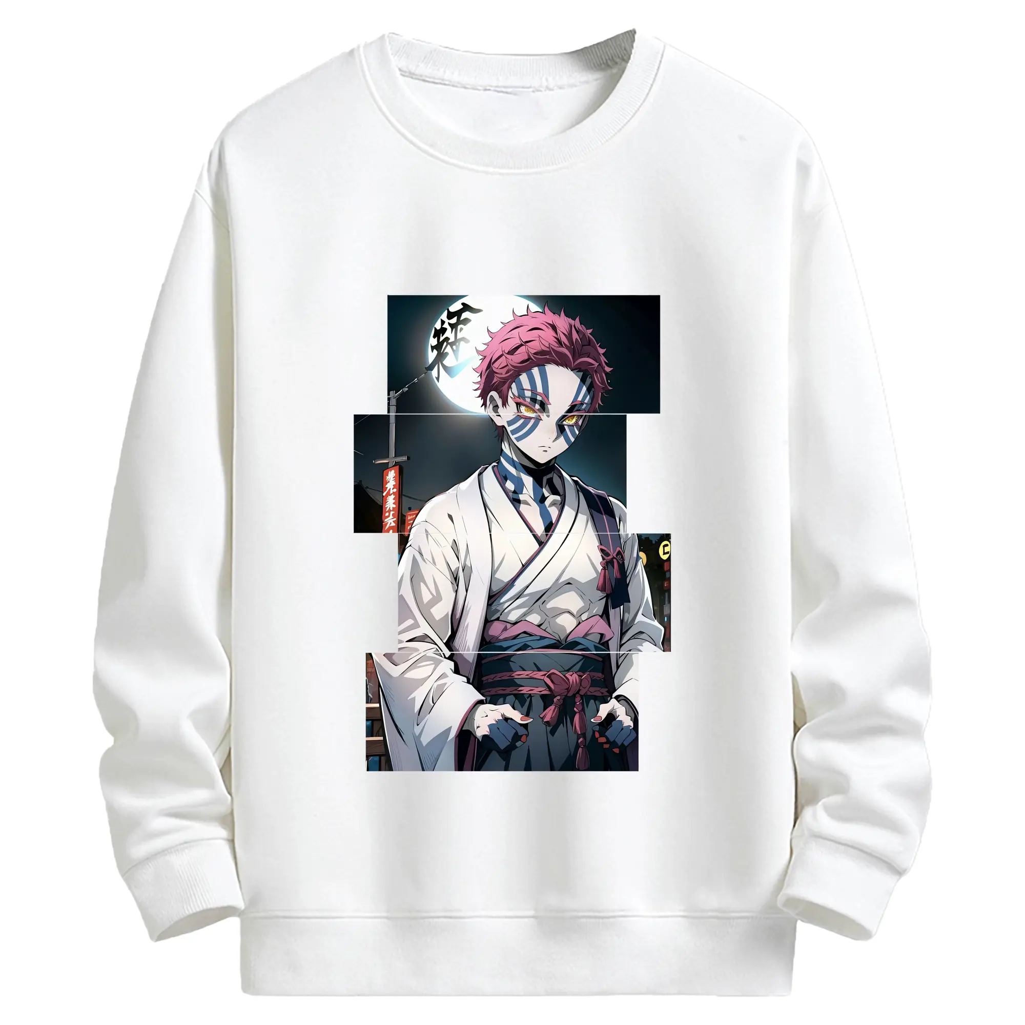 鬼滅の刃 グッズ,猗窩座 - キッズ クルーネックスウェットシャツ ・ フロントプリント ・ 綿80％ ポリエステル20％ ・ 快適 通学 スポーツ 日常使い お散歩用