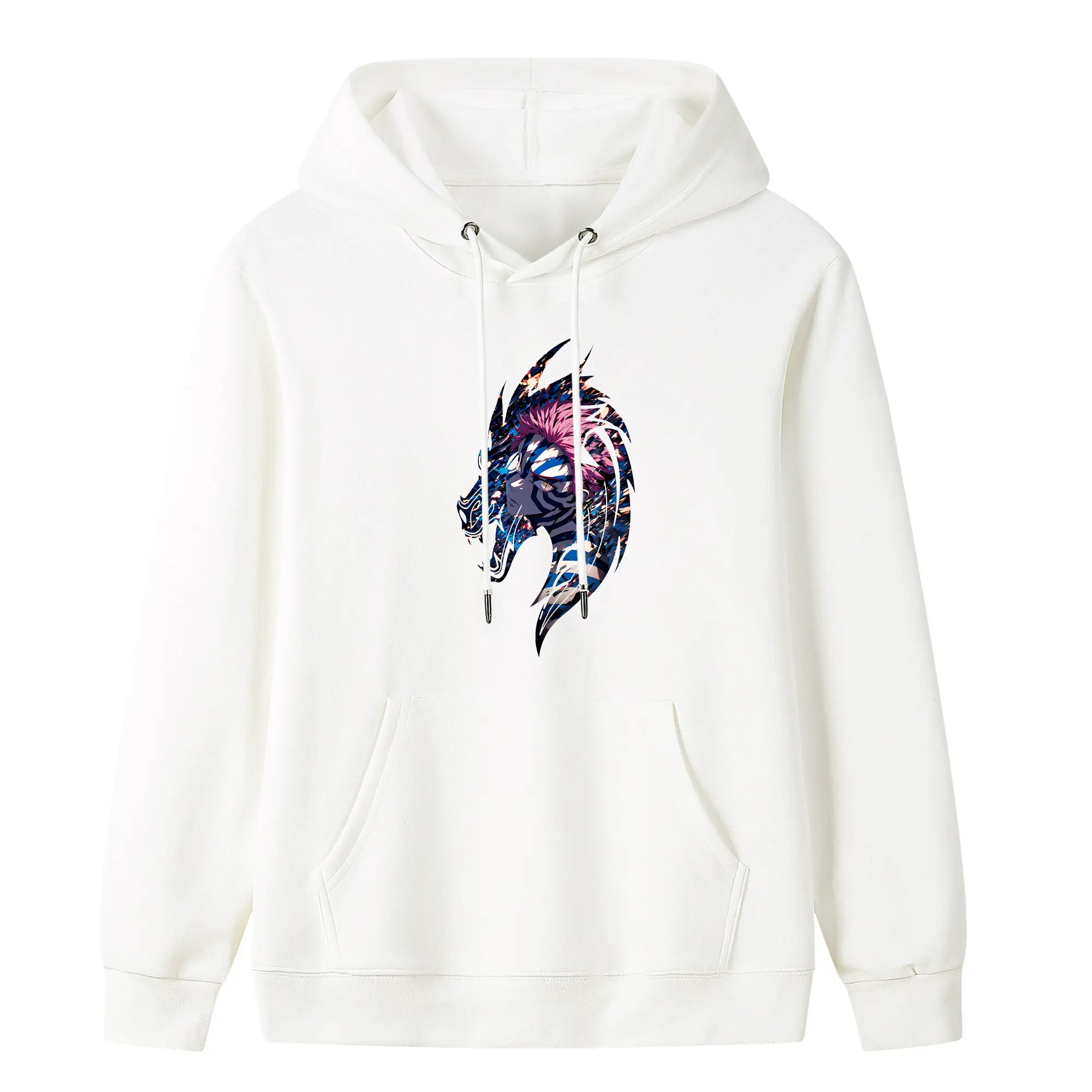 鬼滅の刃 グッズ,猗窩座 - キッズ フード付きパーカー ・ フロントプリント ・ ポリエステル100％ ・ 快適 通学 スポーツ 日常使い お散歩用