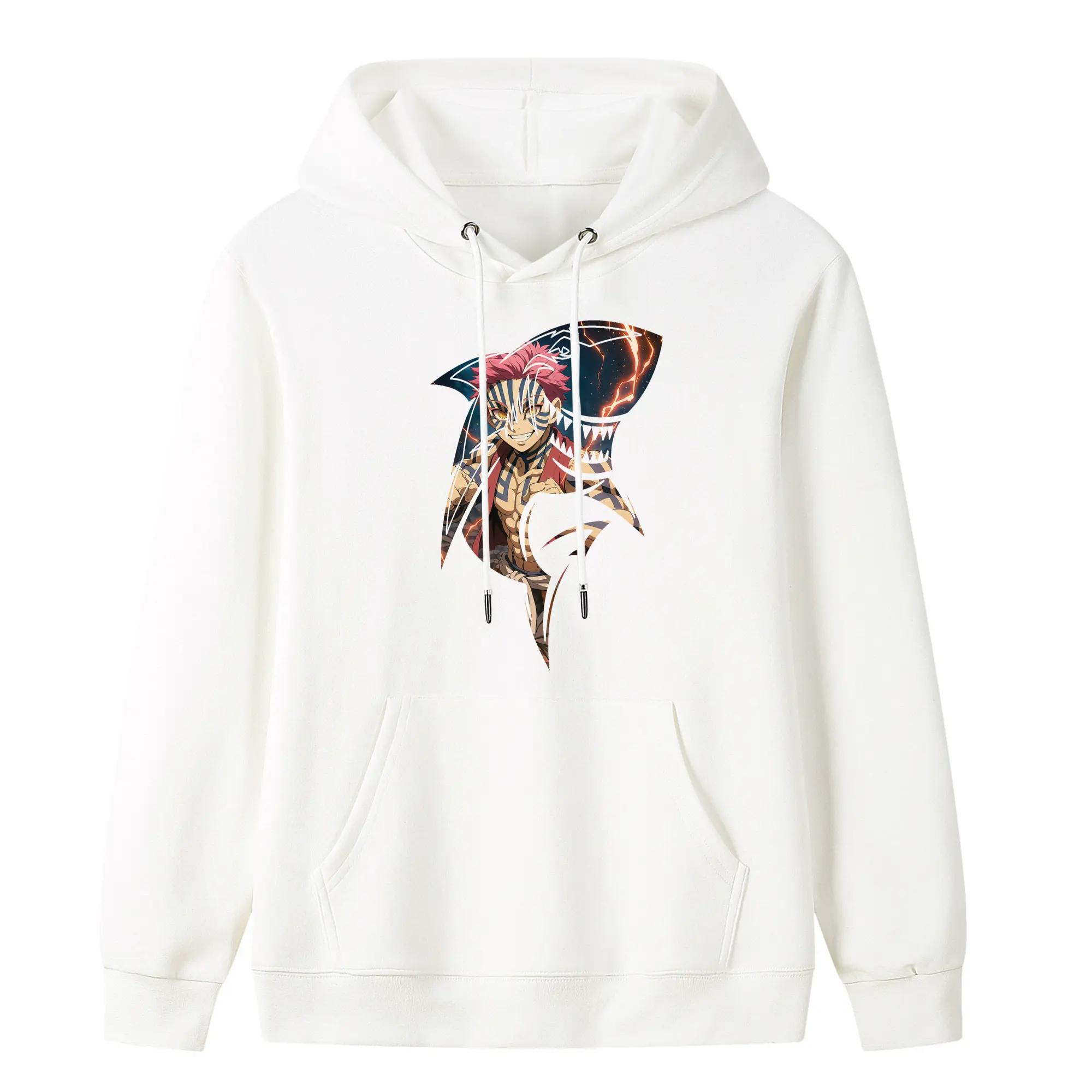 鬼滅の刃 グッズ,猗窩座 - キッズ フード付きパーカー ・ フロントプリント ・ ポリエステル100％ ・ 快適 通学 スポーツ 日常使い お散歩用