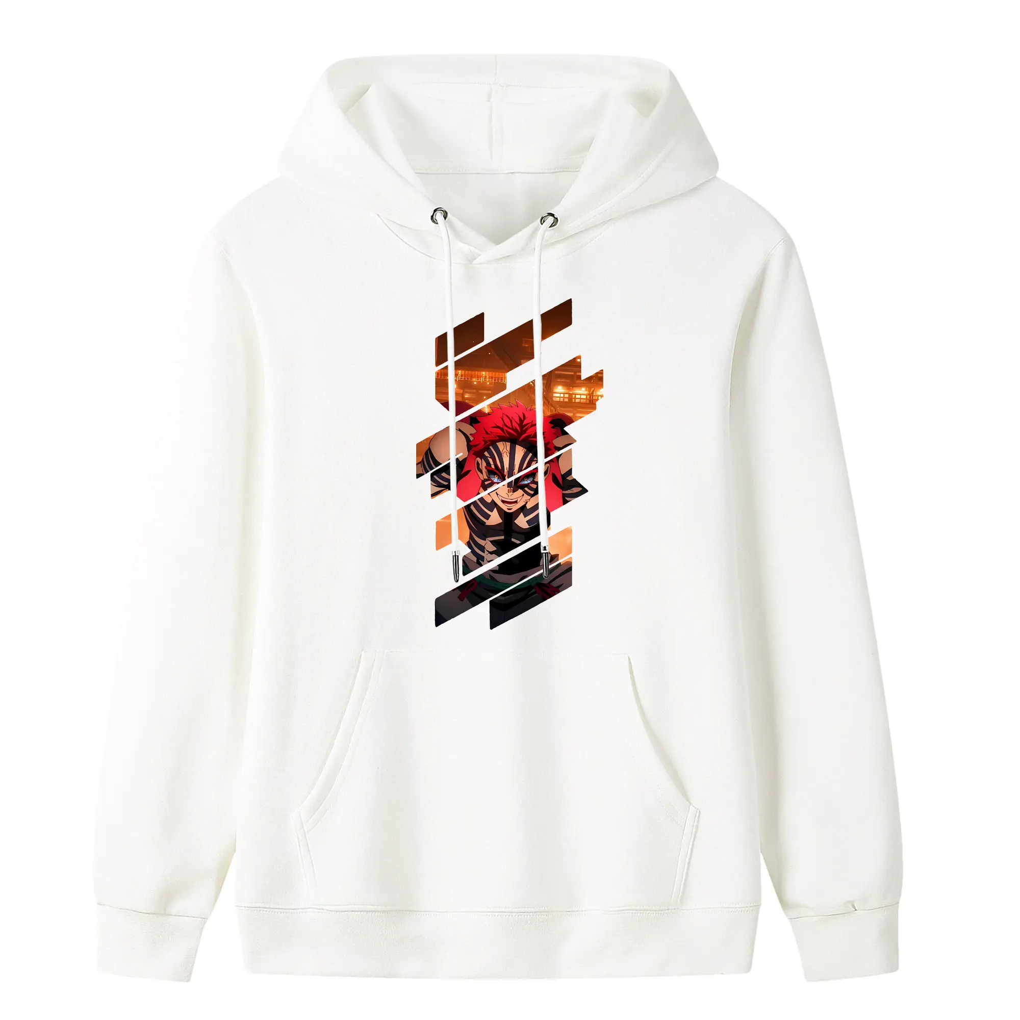 鬼滅の刃 グッズ,猗窩座 - キッズ フード付きパーカー ・ フロントプリント ・ ポリエステル100％ ・ 快適 通学 スポーツ 日常使い お散歩用