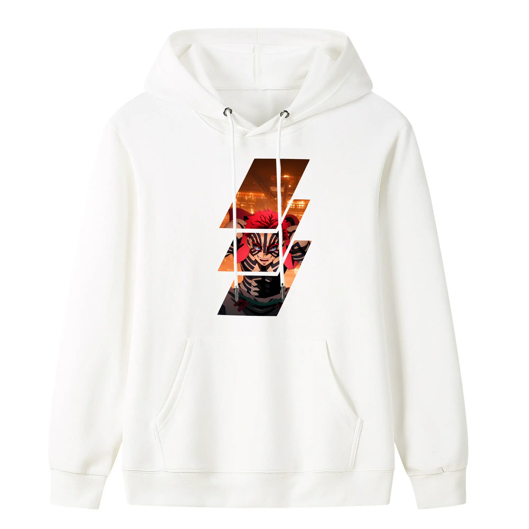 鬼滅の刃 グッズ,猗窩座 - キッズ フード付きパーカー ・ フロントプリント ・ ポリエステル100％ ・ 快適 通学 スポーツ 日常使い お散歩用