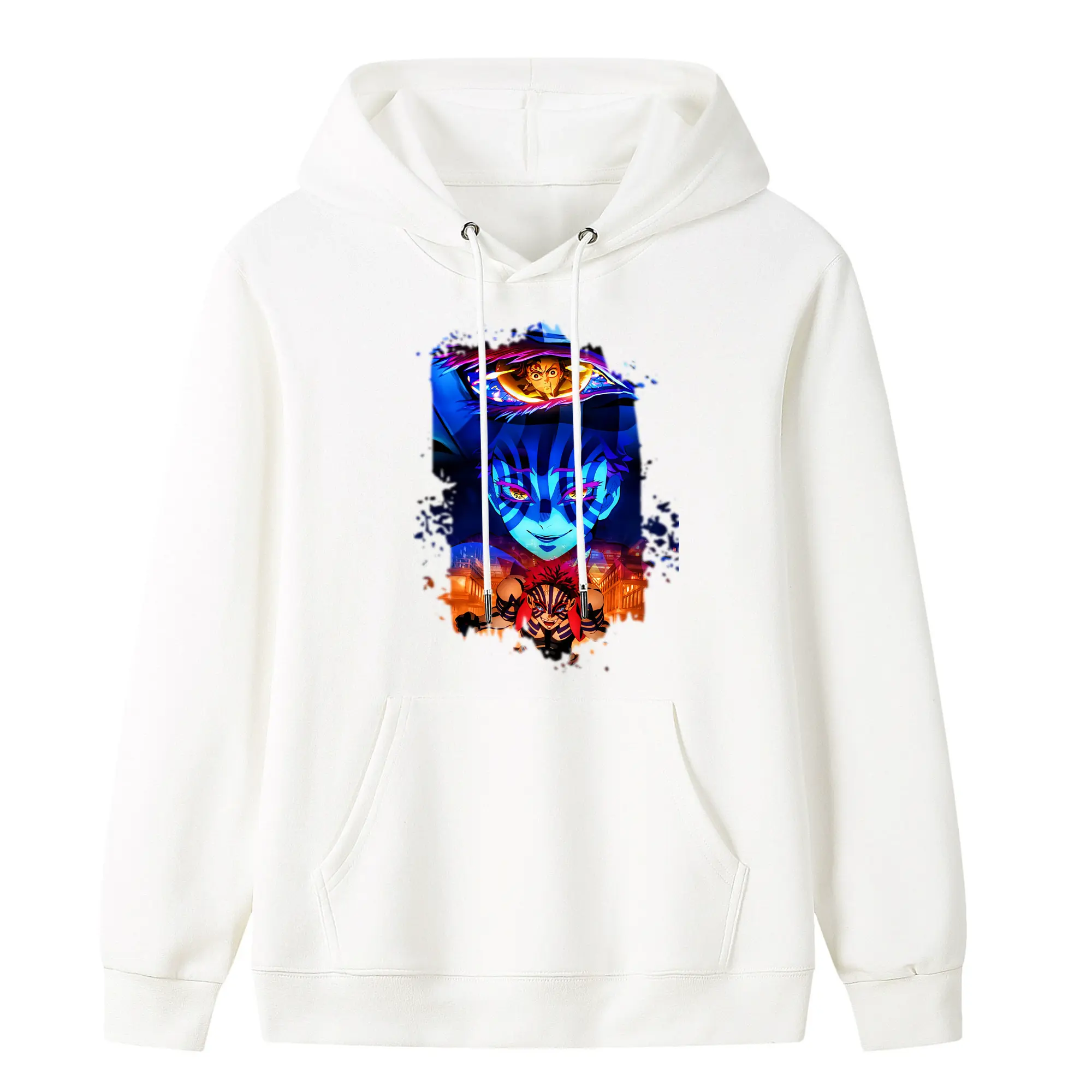 鬼滅の刃 グッズ,猗窩座 - キッズ フード付きパーカー ・ フロントプリント ・ ポリエステル100％ ・ 快適 通学 スポーツ 日常使い お散歩用