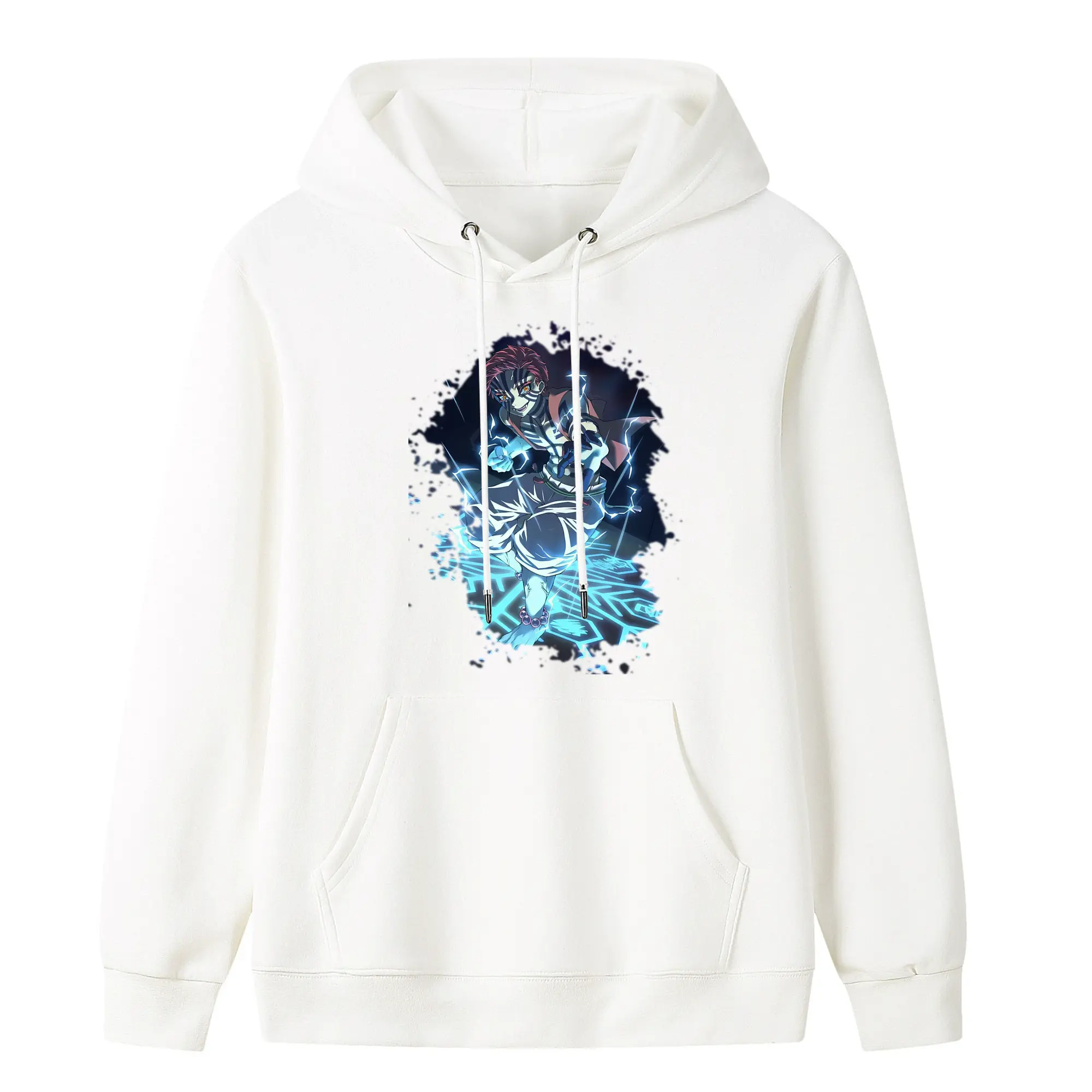 鬼滅の刃 グッズ,猗窩座 - キッズ フード付きパーカー ・ フロントプリント ・ ポリエステル100％ ・ 快適 通学 スポーツ 日常使い お散歩用