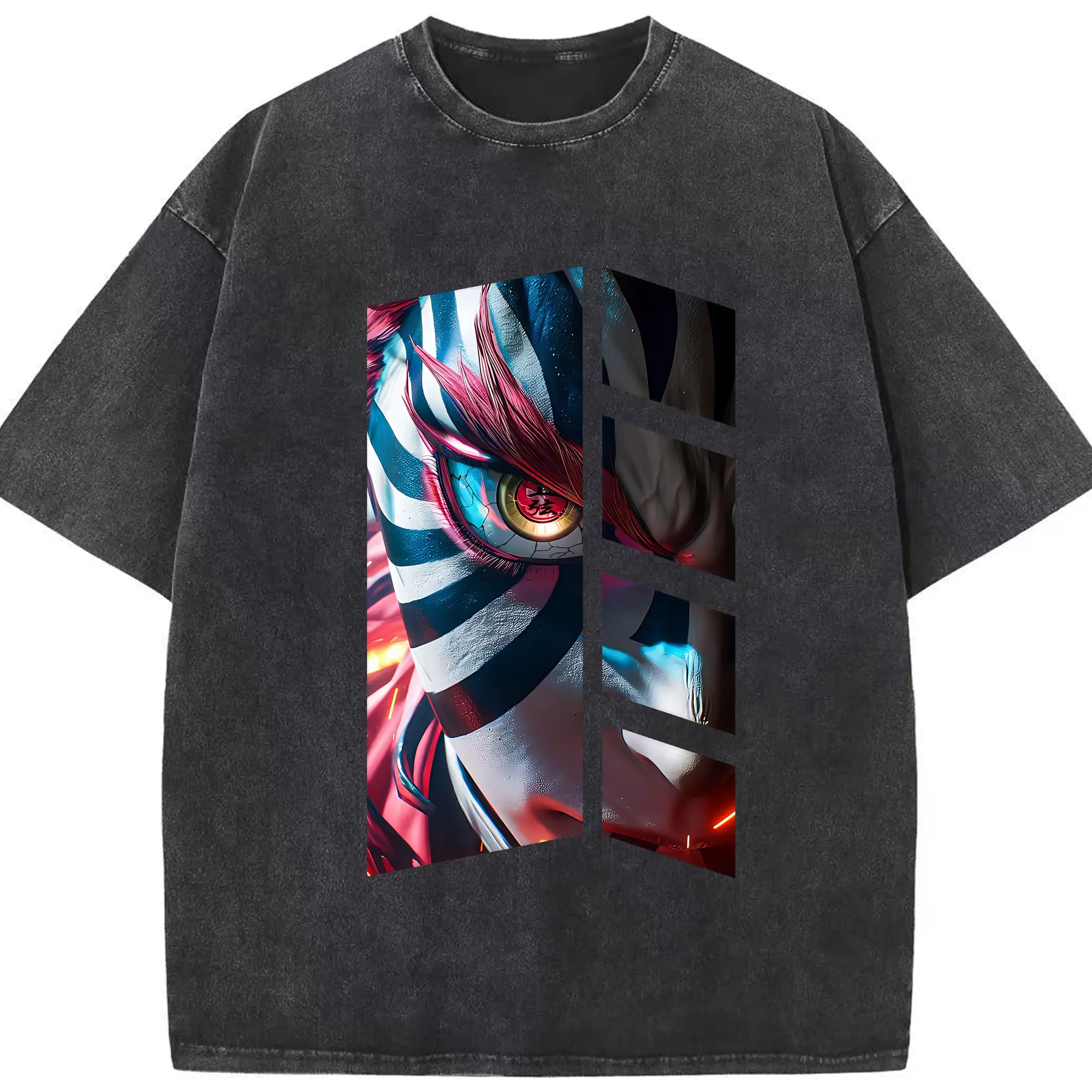 鬼滅の刃 グッズ,猗窩座 - 綿100％ ヴィンテージ風 半袖Tシャツ ・ フロントプリント ・ 柔らか肌触り ・ 通気性 快適 ・ スポーツ カジュアル 外出用