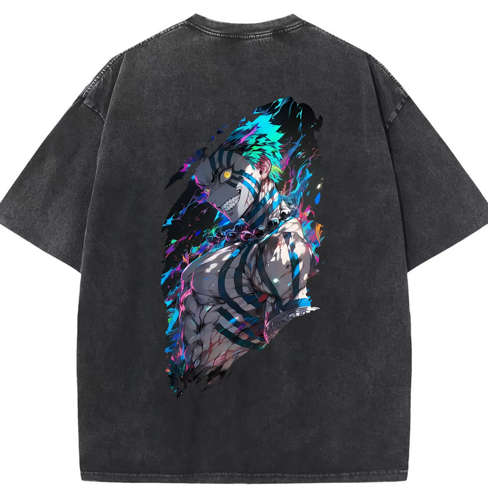 鬼滅の刃 グッズ,猗窩座 - 綿100％ ヴィンテージ風 半袖Tシャツ ・ 背面プリント ・ 柔らか肌触り ・ 通気性 快適 ・ スポーツ カジュアル 外出用