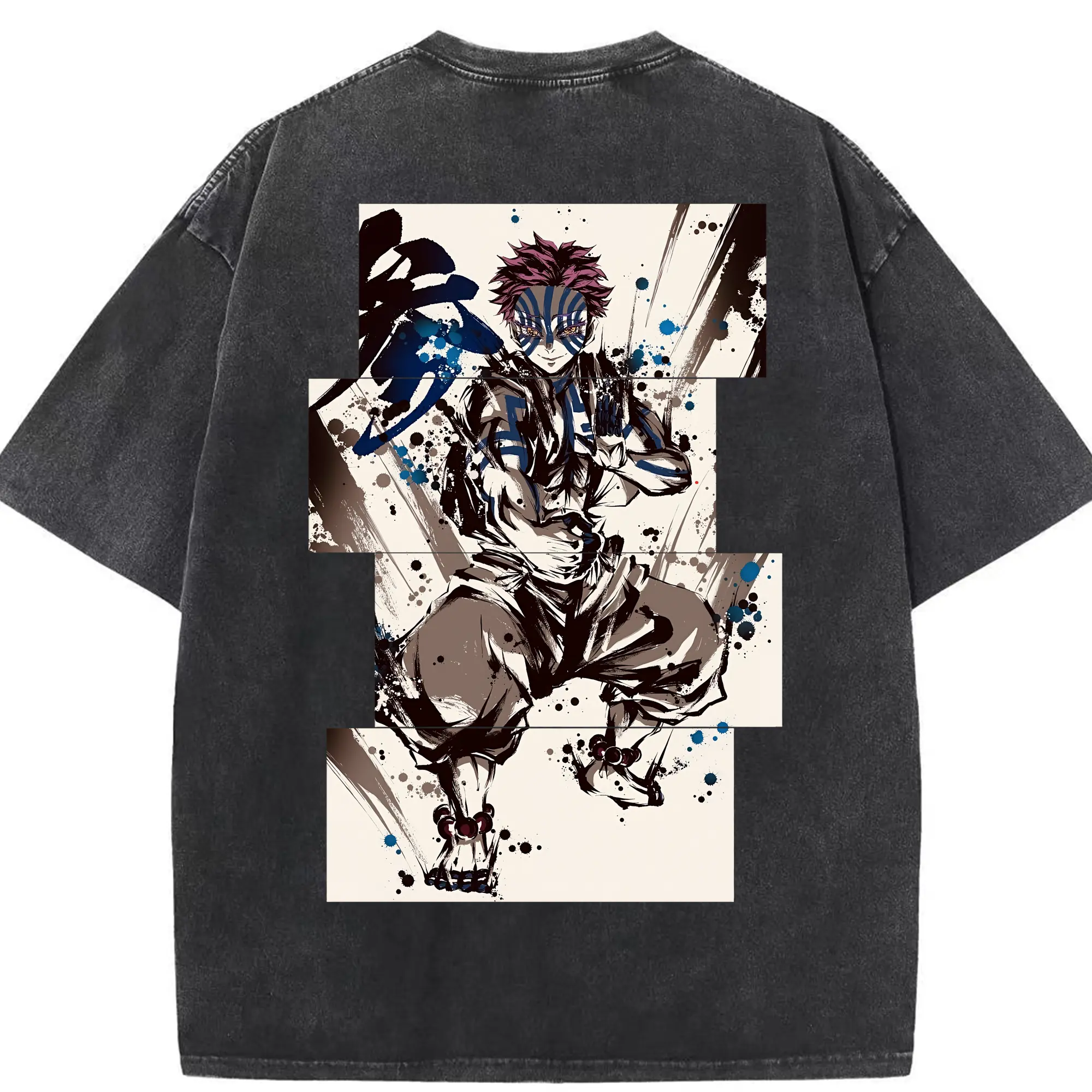 鬼滅の刃 グッズ,猗窩座 - 綿100％ ヴィンテージ風 半袖Tシャツ ・ 背面プリント ・ 柔らか肌触り ・ 通気性 快適 ・ スポーツ カジュアル 外出用