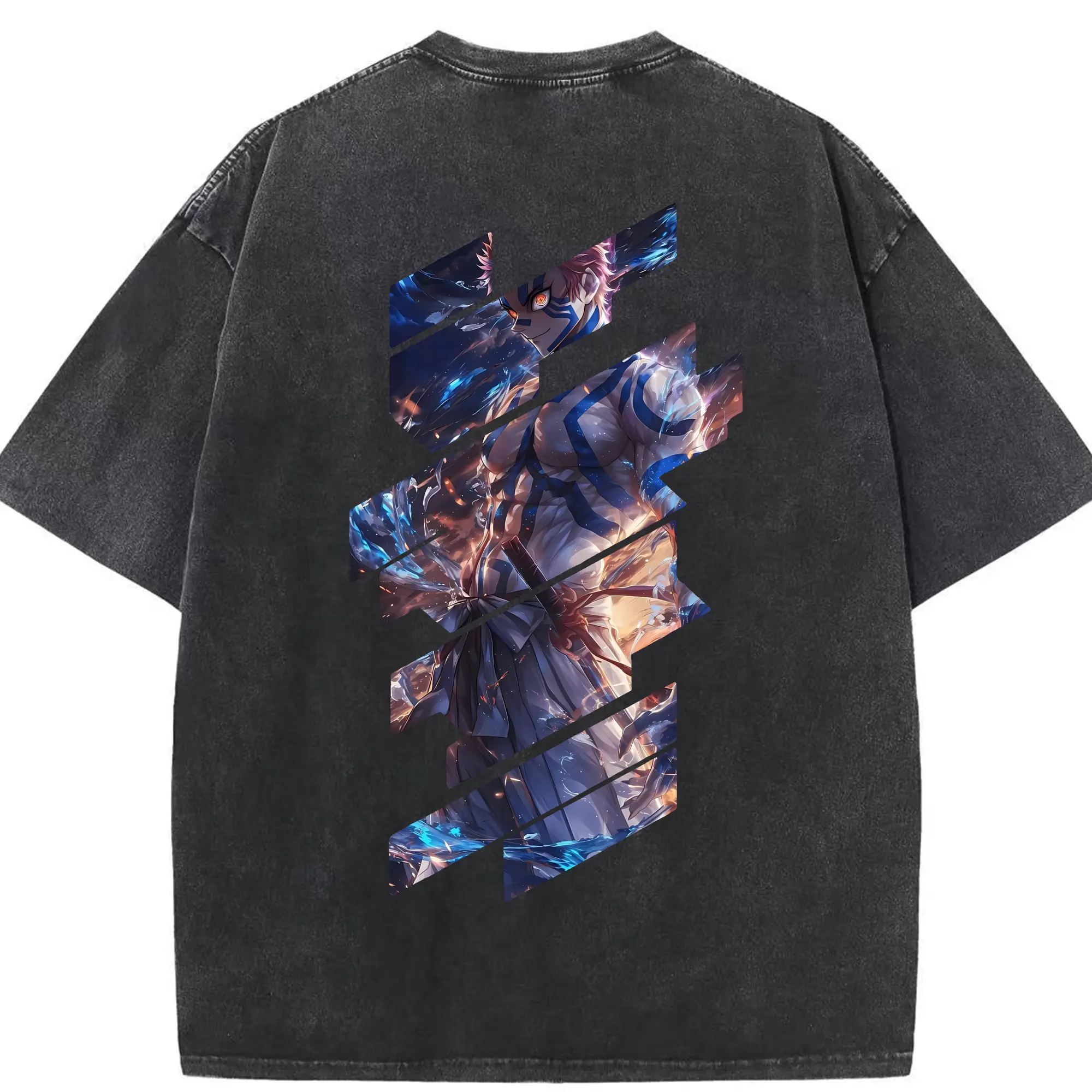 鬼滅の刃 グッズ,猗窩座 - 綿100％ ヴィンテージ風 半袖Tシャツ ・ 背面プリント ・ 柔らか肌触り ・ 通気性 快適 ・ スポーツ カジュアル 外出用