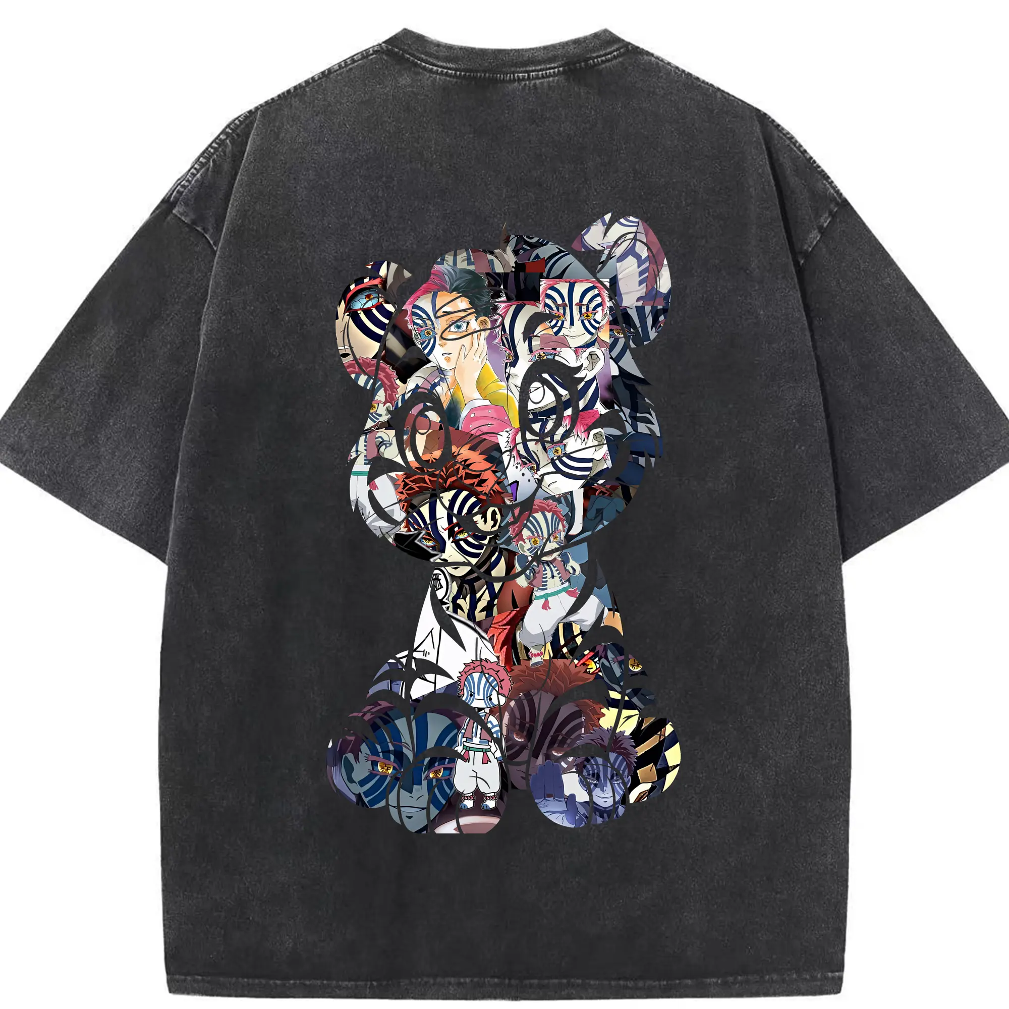 鬼滅の刃 グッズ,猗窩座 - 綿100％ ヴィンテージ風 半袖Tシャツ ・ 背面プリント ・ 柔らか肌触り ・ 通気性 快適 ・ スポーツ カジュアル 外出用