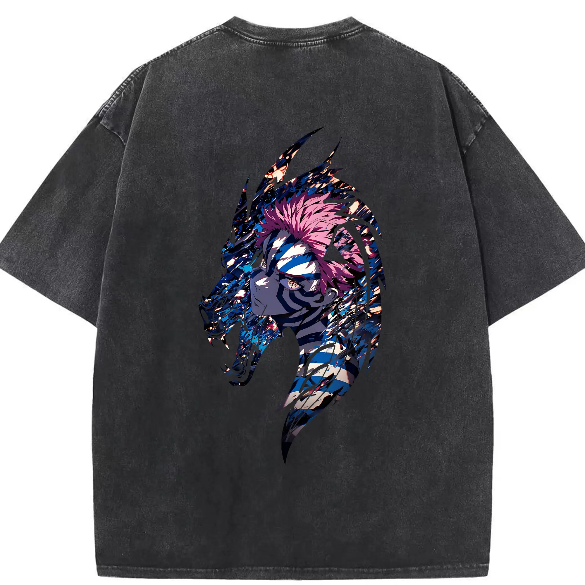 鬼滅の刃 グッズ,猗窩座 - 綿100％ ヴィンテージ風 半袖Tシャツ ・ 背面プリント ・ 柔らか肌触り ・ 通気性 快適 ・ スポーツ カジュアル 外出用