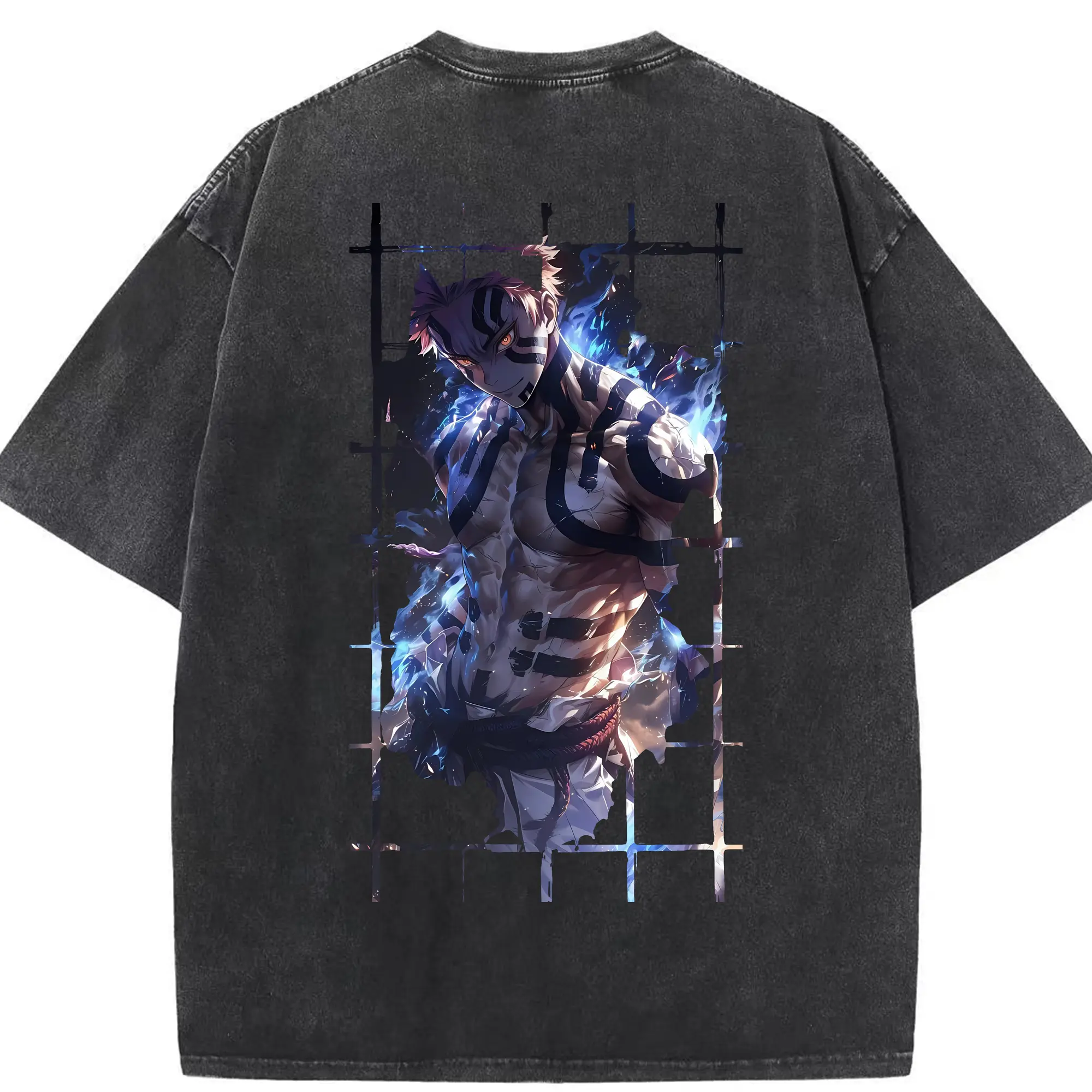 鬼滅の刃 グッズ,猗窩座 - 綿100％ ヴィンテージ風 半袖Tシャツ ・ 背面プリント ・ 柔らか肌触り ・ 通気性 快適 ・ スポーツ カジュアル 外出用