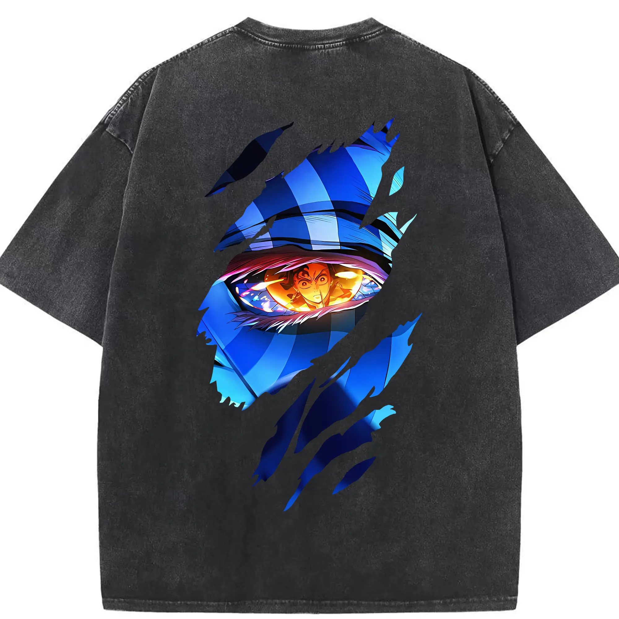 鬼滅の刃 グッズ,猗窩座 - 綿100％ ヴィンテージ風 半袖Tシャツ ・ 背面プリント ・ 柔らか肌触り ・ 通気性 快適 ・ スポーツ カジュアル 外出用