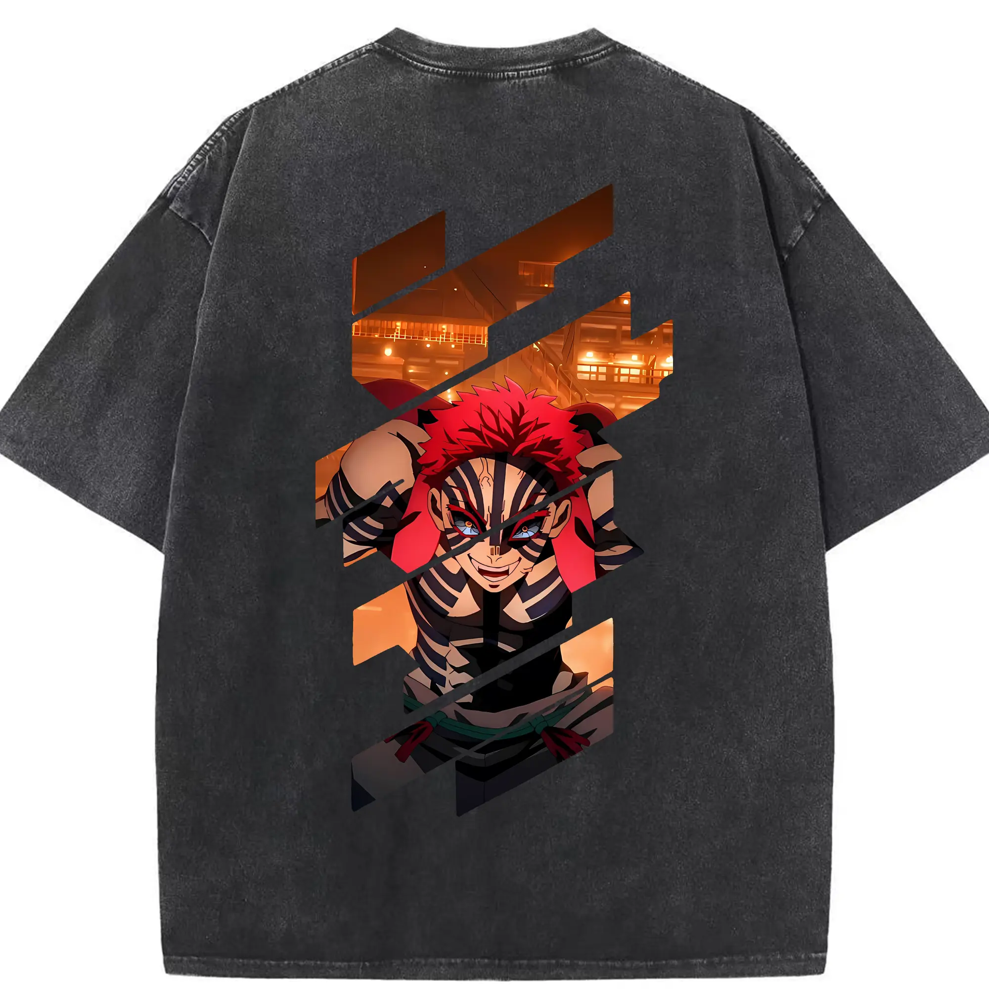 鬼滅の刃 グッズ,猗窩座 - 綿100％ ヴィンテージ風 半袖Tシャツ ・ 背面プリント ・ 柔らか肌触り ・ 通気性 快適 ・ スポーツ カジュアル 外出用