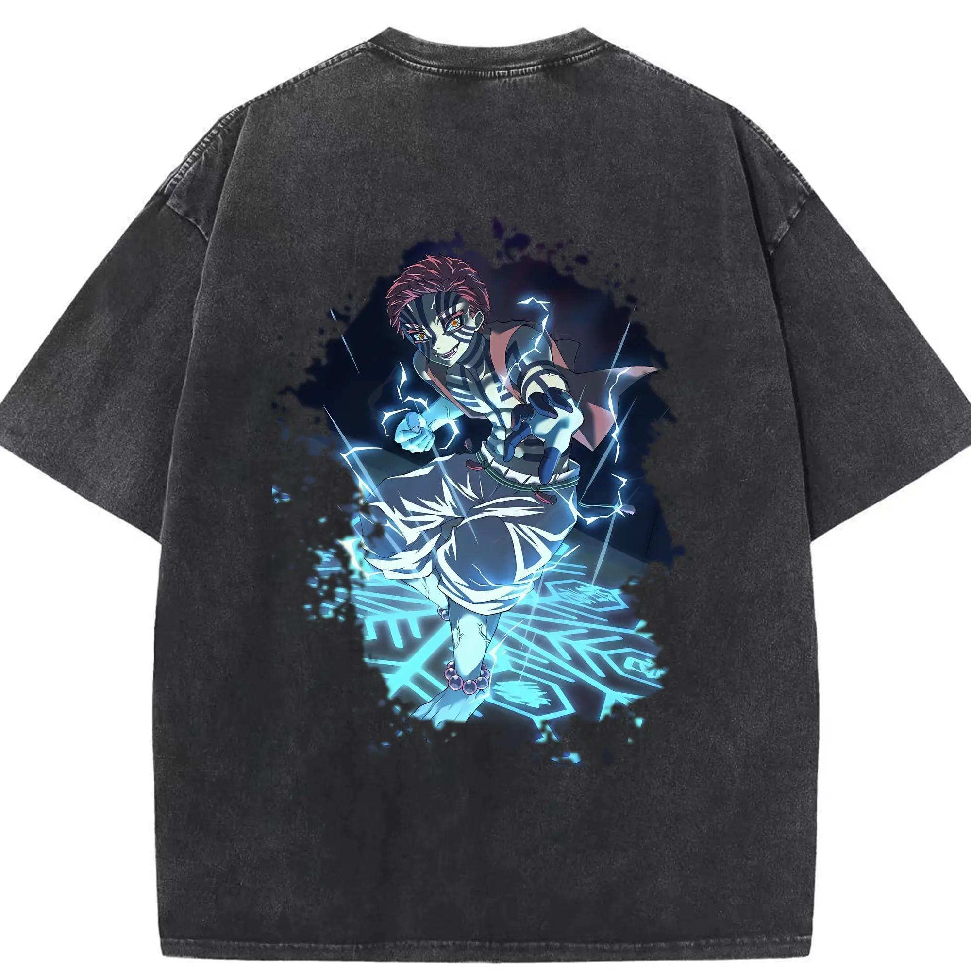 鬼滅の刃 グッズ,猗窩座 - 綿100％ ヴィンテージ風 半袖Tシャツ ・ 背面プリント ・ 柔らか肌触り ・ 通気性 快適 ・ スポーツ カジュアル 外出用